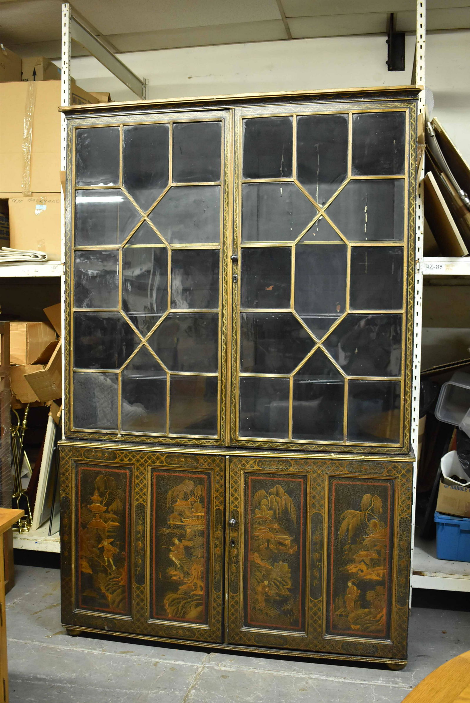 Asian Chinoiserie Decorated Bookcase Cabinet (1 of 9)