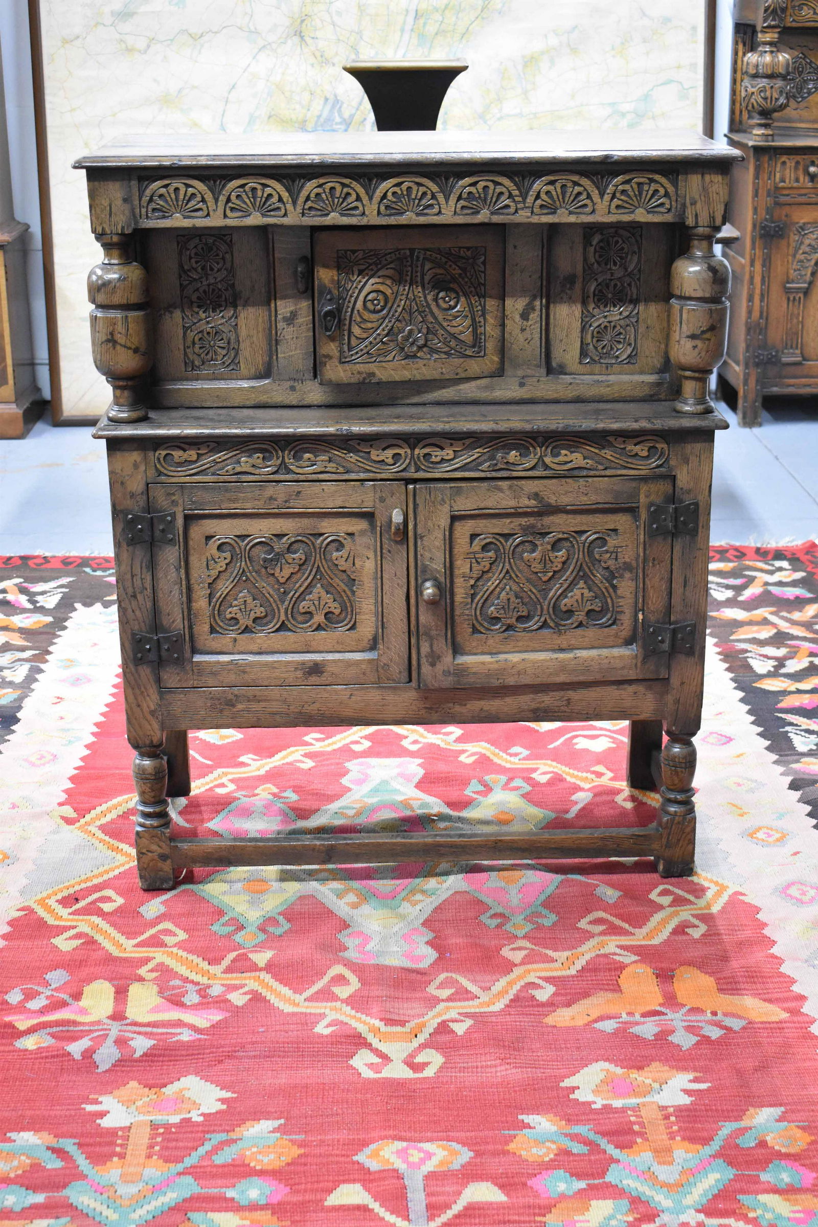 Antique Jacobean Style Oak Court Cupboard (1 of 10)