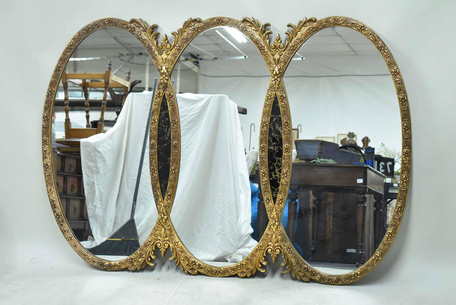 Art Deco Style Three Part Wall Mirror (1 of 6)