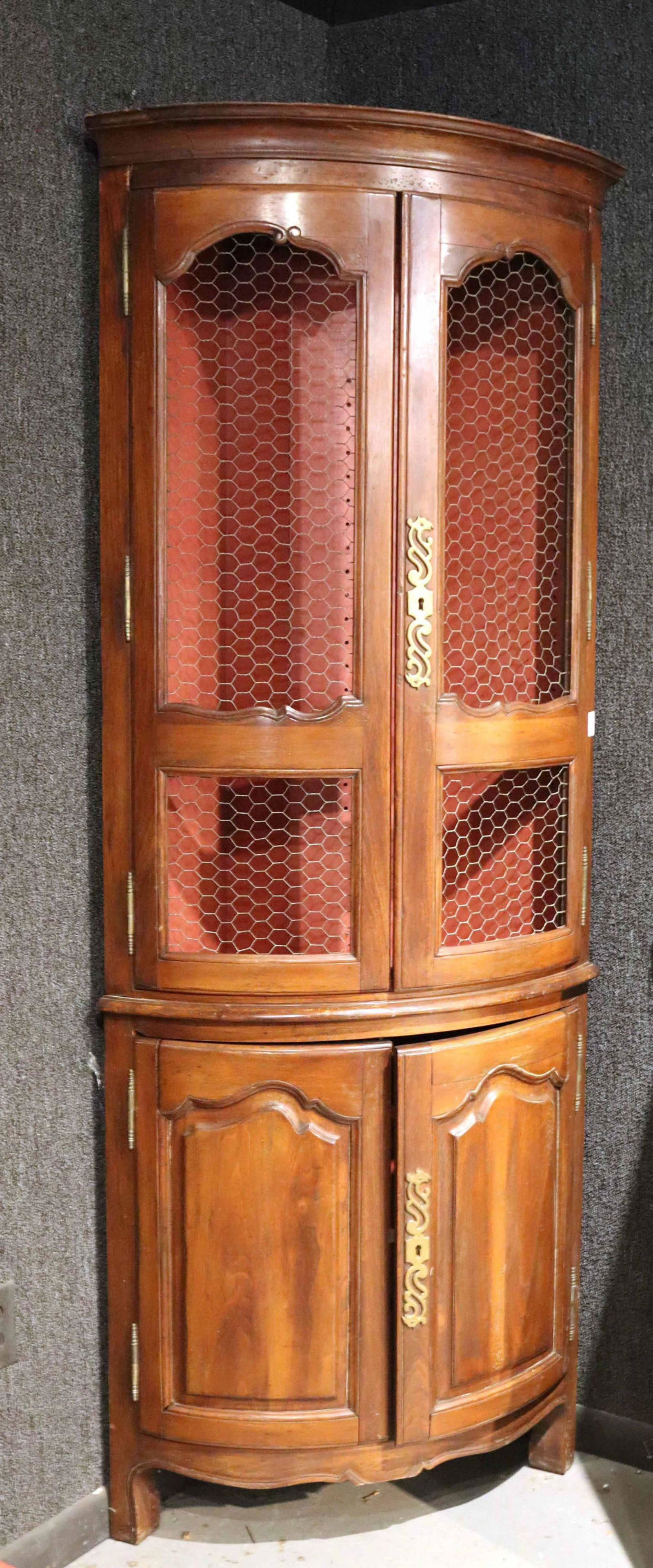 French Provincial Style Walnut Corner Cupboard (1 of 7)