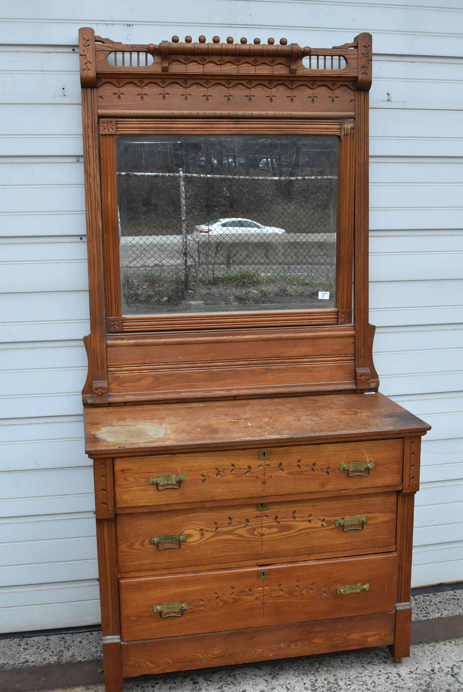 Eastlake Oak Dressing Chest with Mirror (1 of 7)