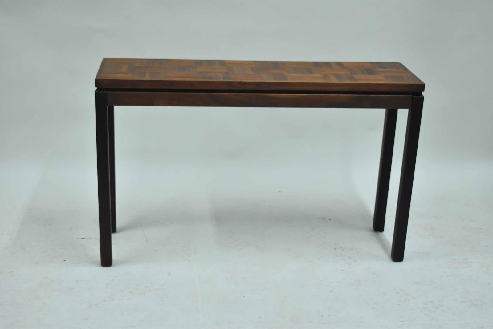 Mid Century Modern Teak Parquet Top Console Table (1 of 6)