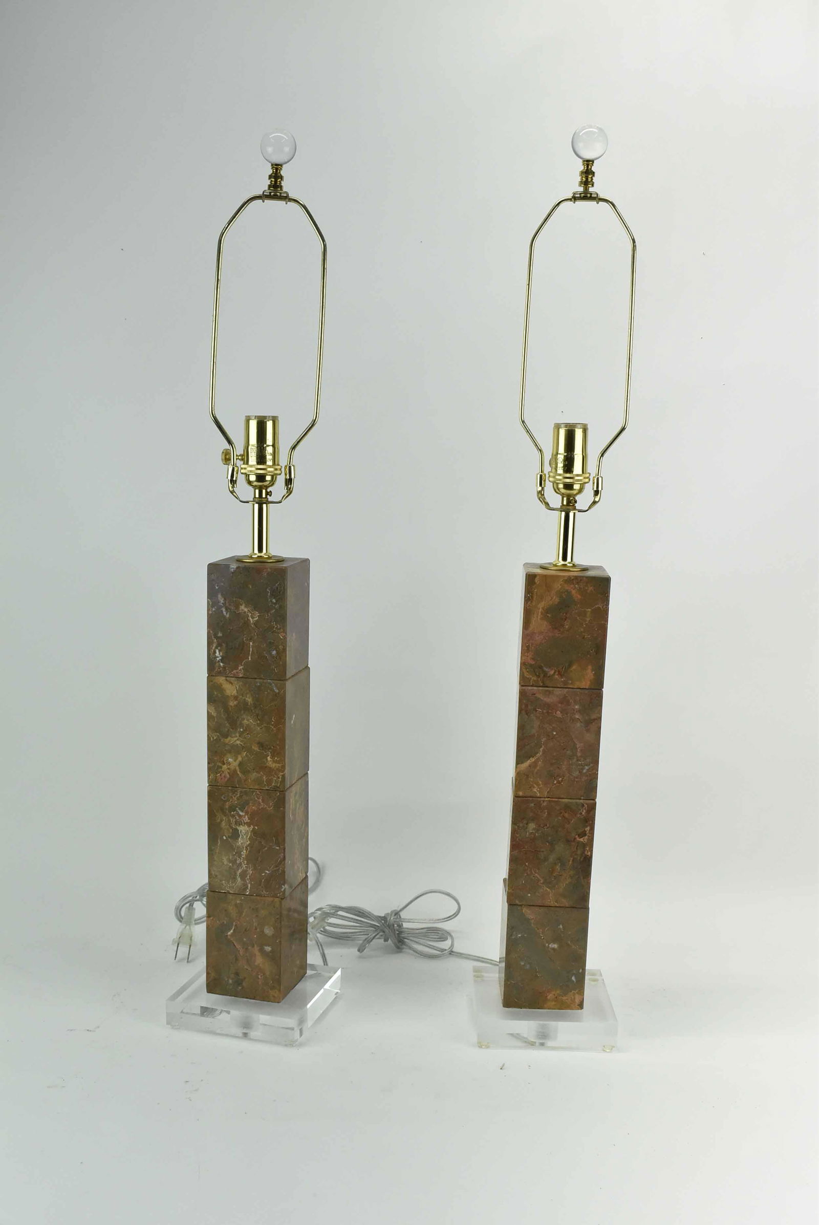 Pair of Modern Stacked Marble Table Lamps (1 of 6)