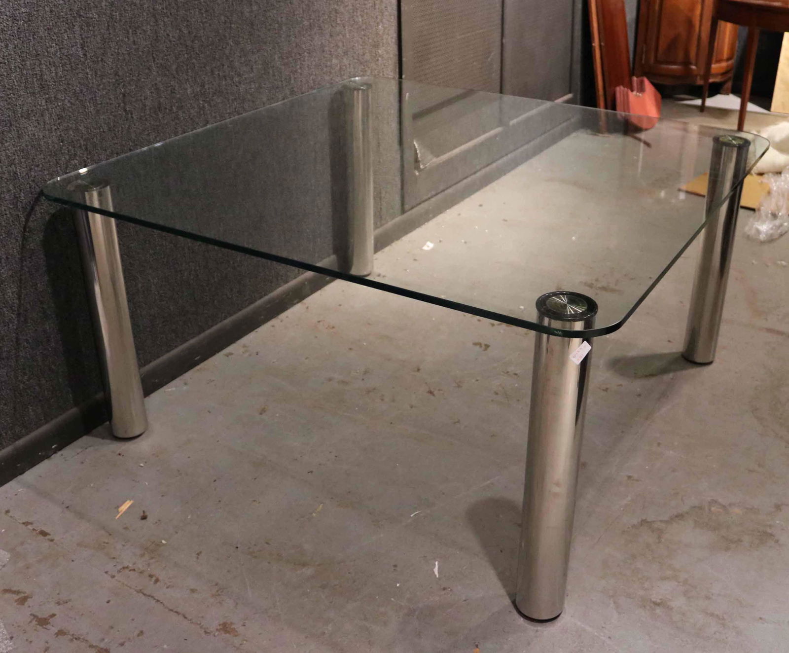 Modern Chrome and Glass Top Dining Table (1 of 7)