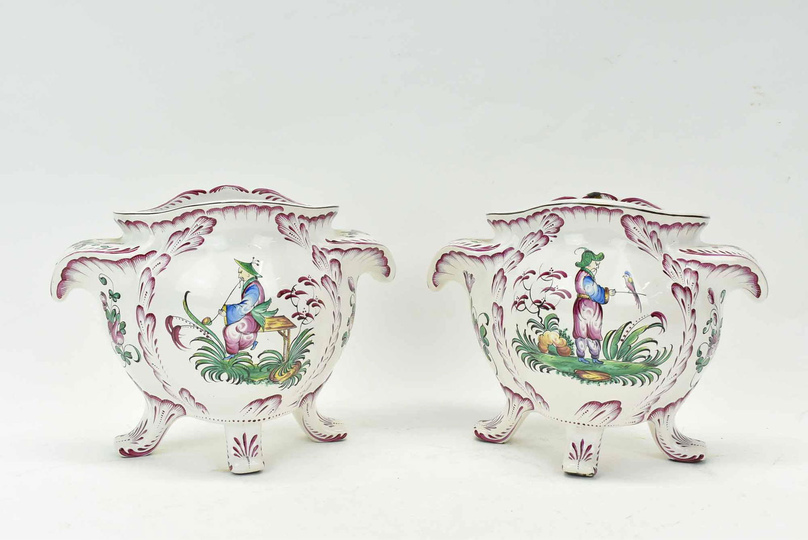 Pair of French Faience Chinoiserie Cache Pots (1 of 8)