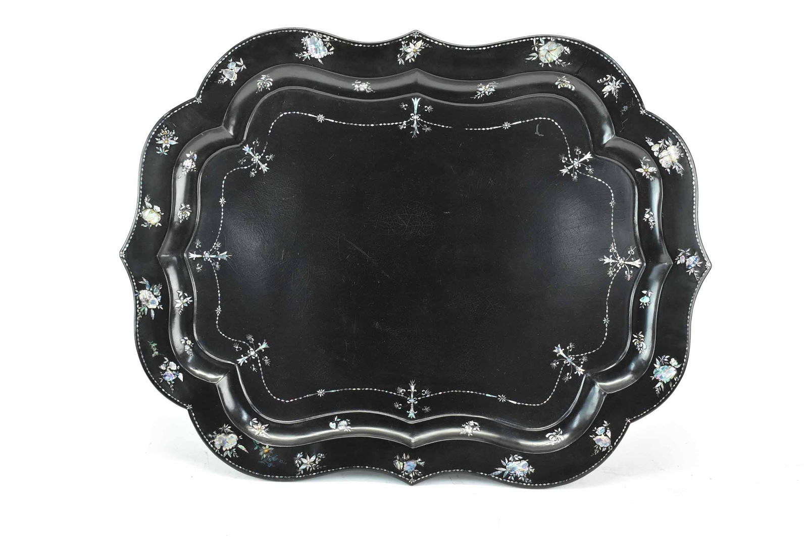 Papier Mache Tray with Mother of Pearl Inlay (1 of 5)