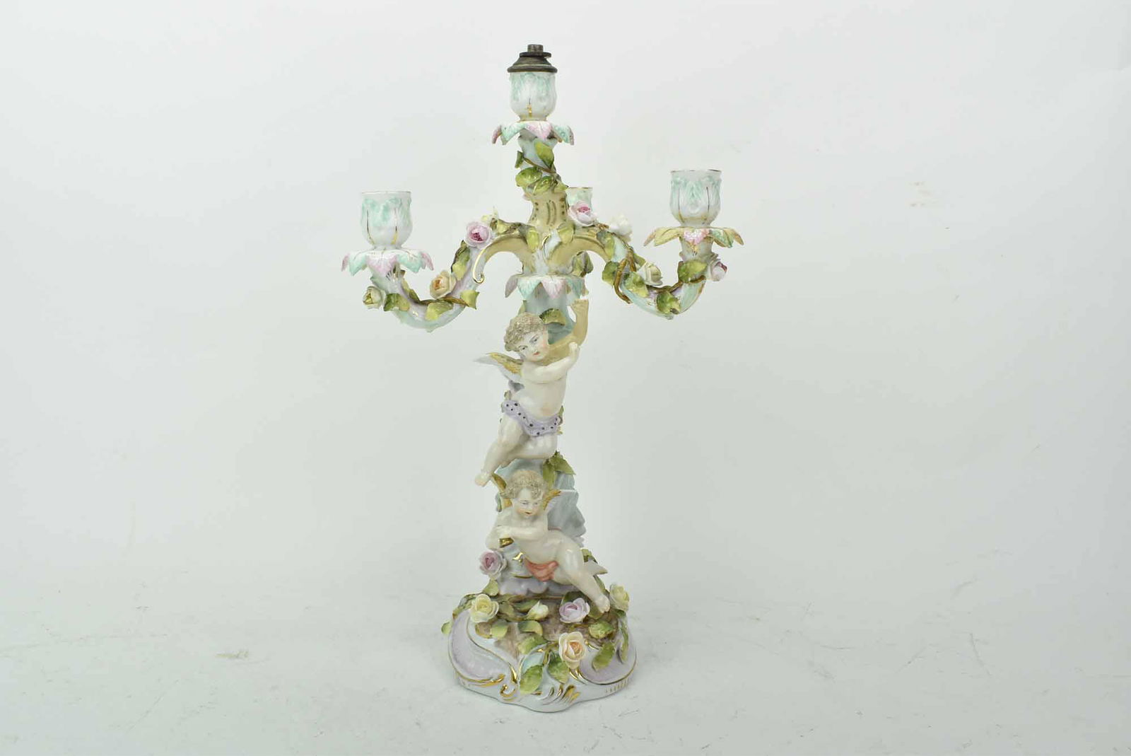 German Porcelain 3 Arm Candelabra with Putti (1 of 12)