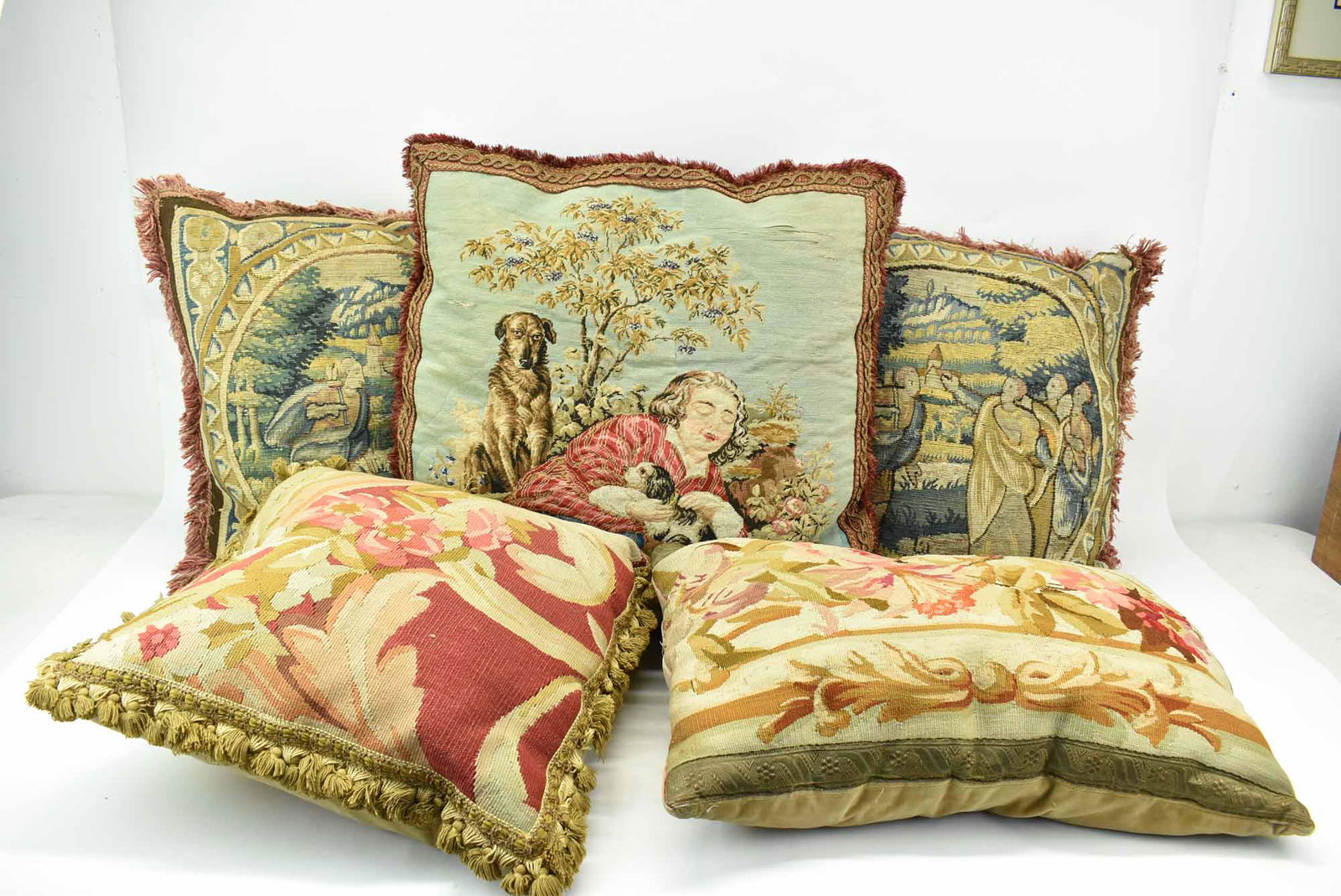 Group of Assorted Needlework Throw Pillows (1 of 8)
