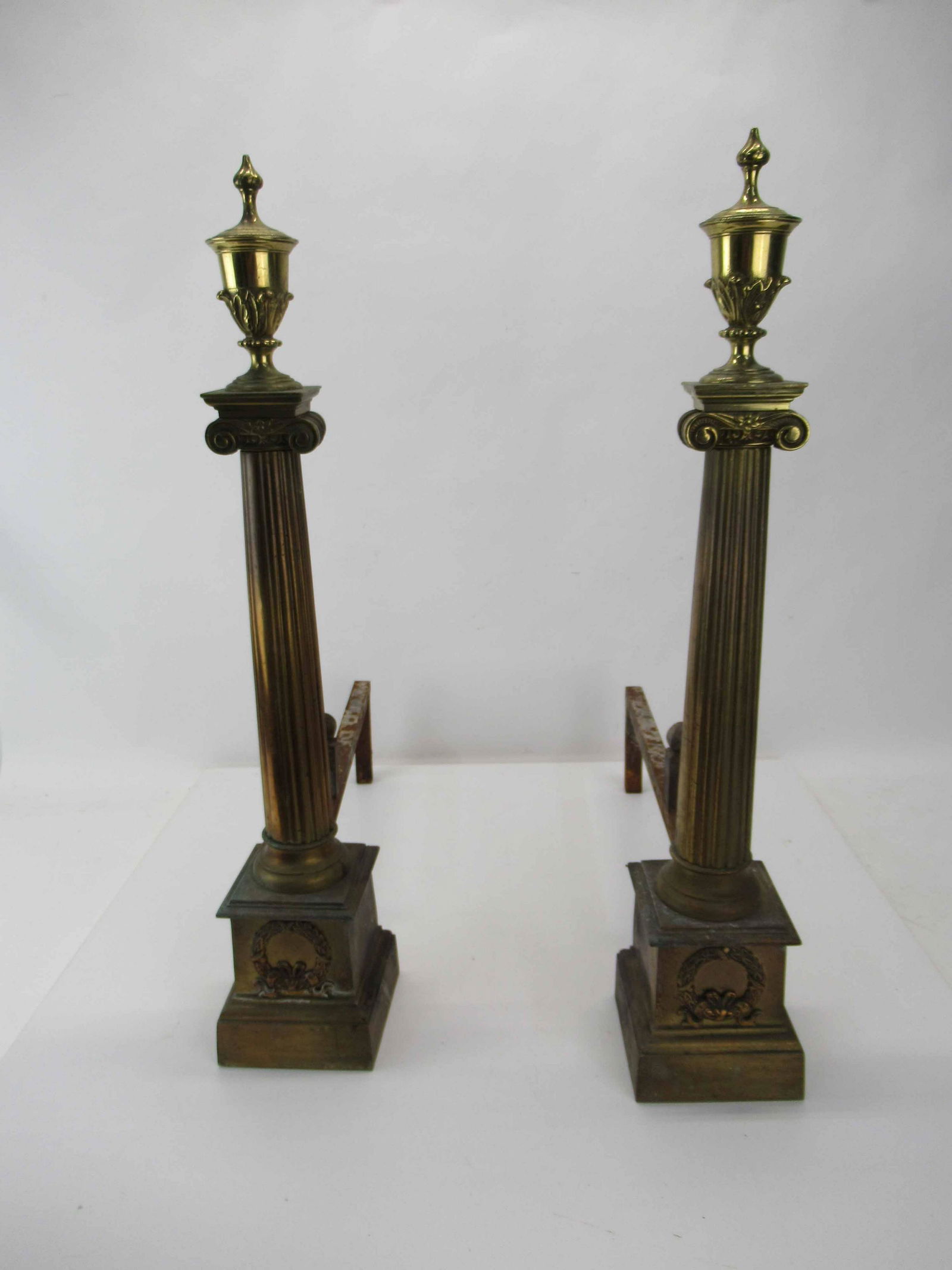 Pair of Neoclassical Style Brass Andirons (1 of 6)