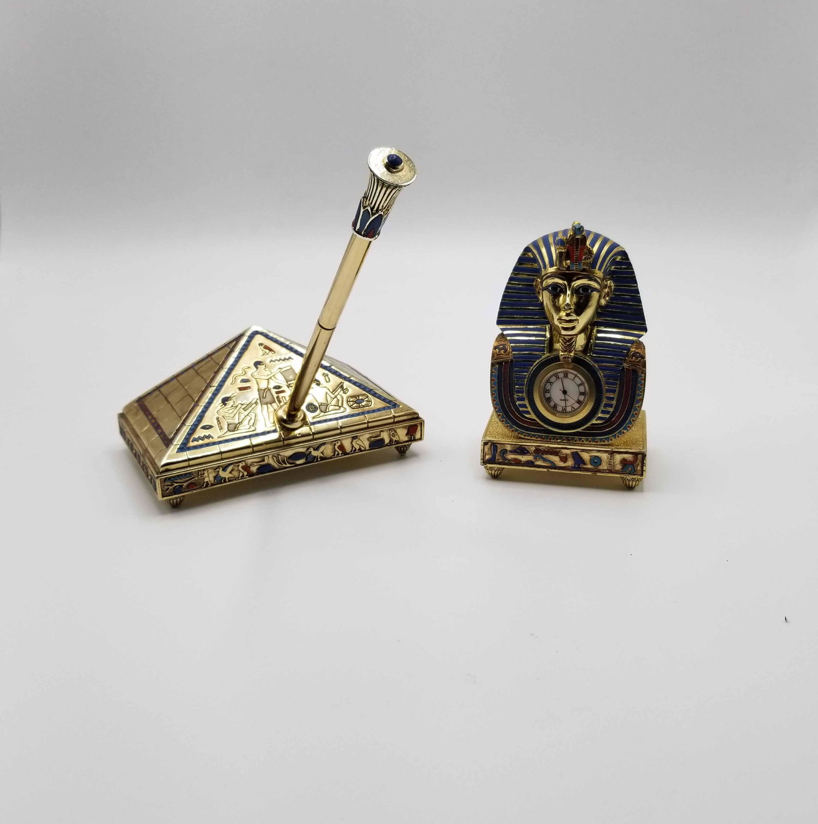 Egyptian Style Desk Writing Accessories w/ Clock (1 of 10)