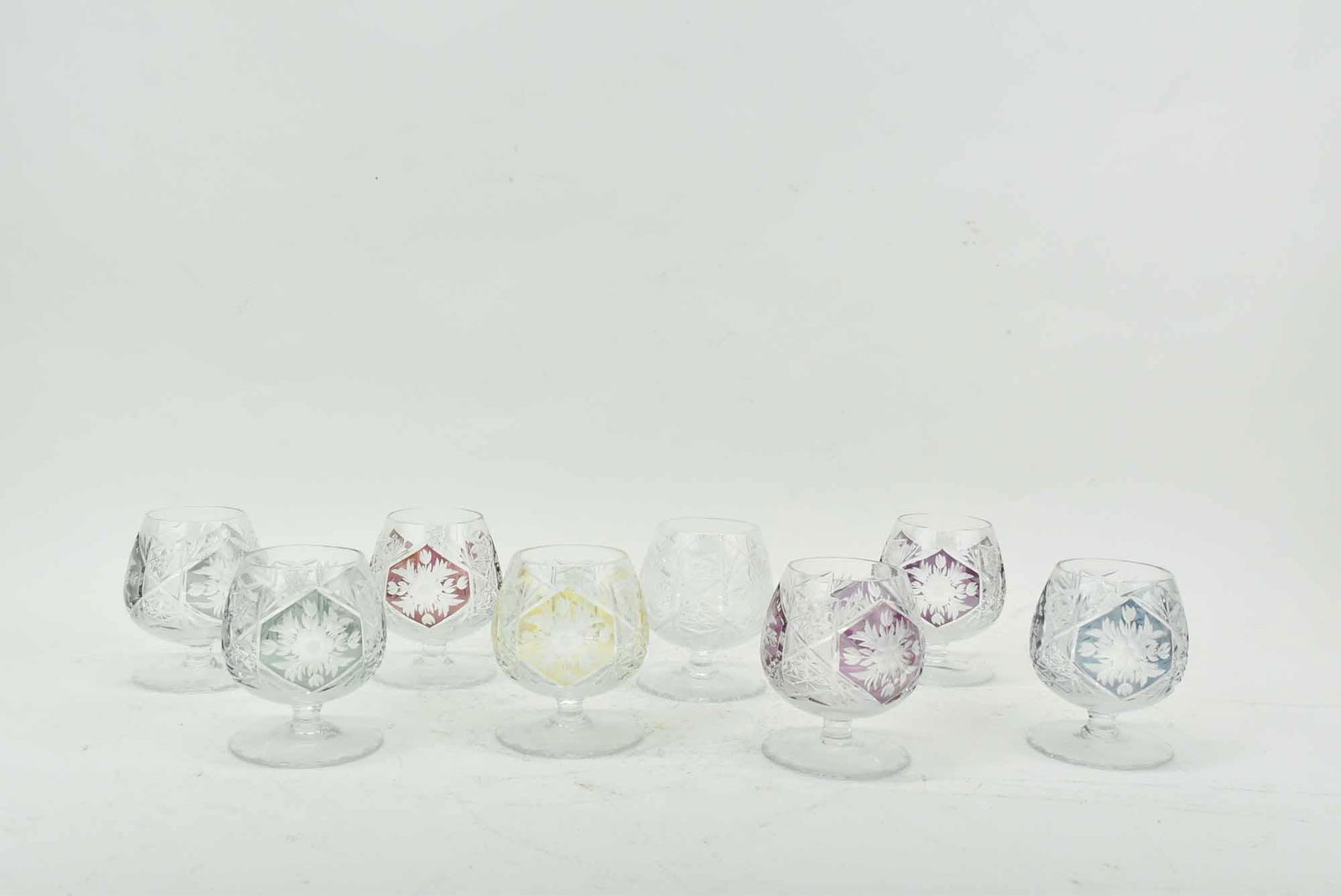 8 Crystal Cut to Clear Brandy Snifters (1 of 4)