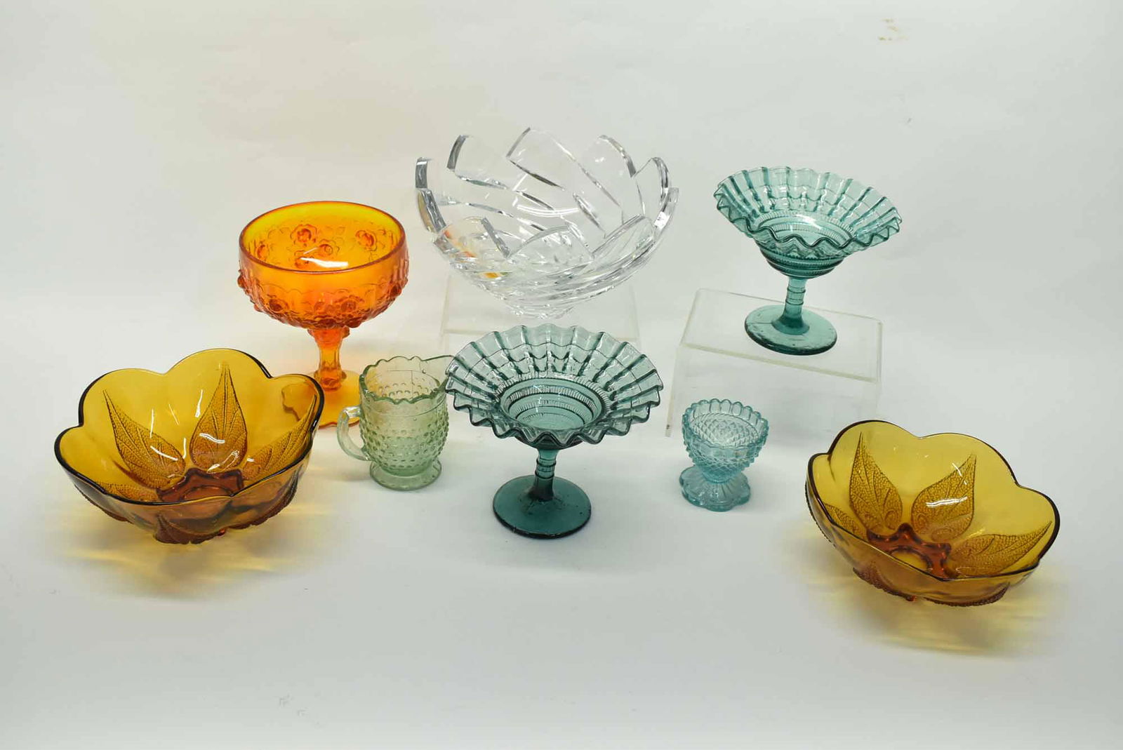 Group of Colored Pressed Glass Table Articles (1 of 8)