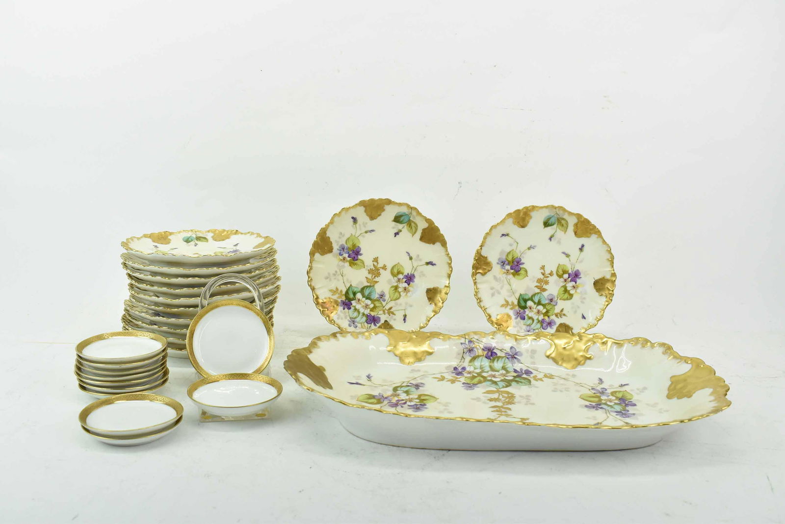 12 Limoges Porcelain Floral Plates and Platter (1 of 10)