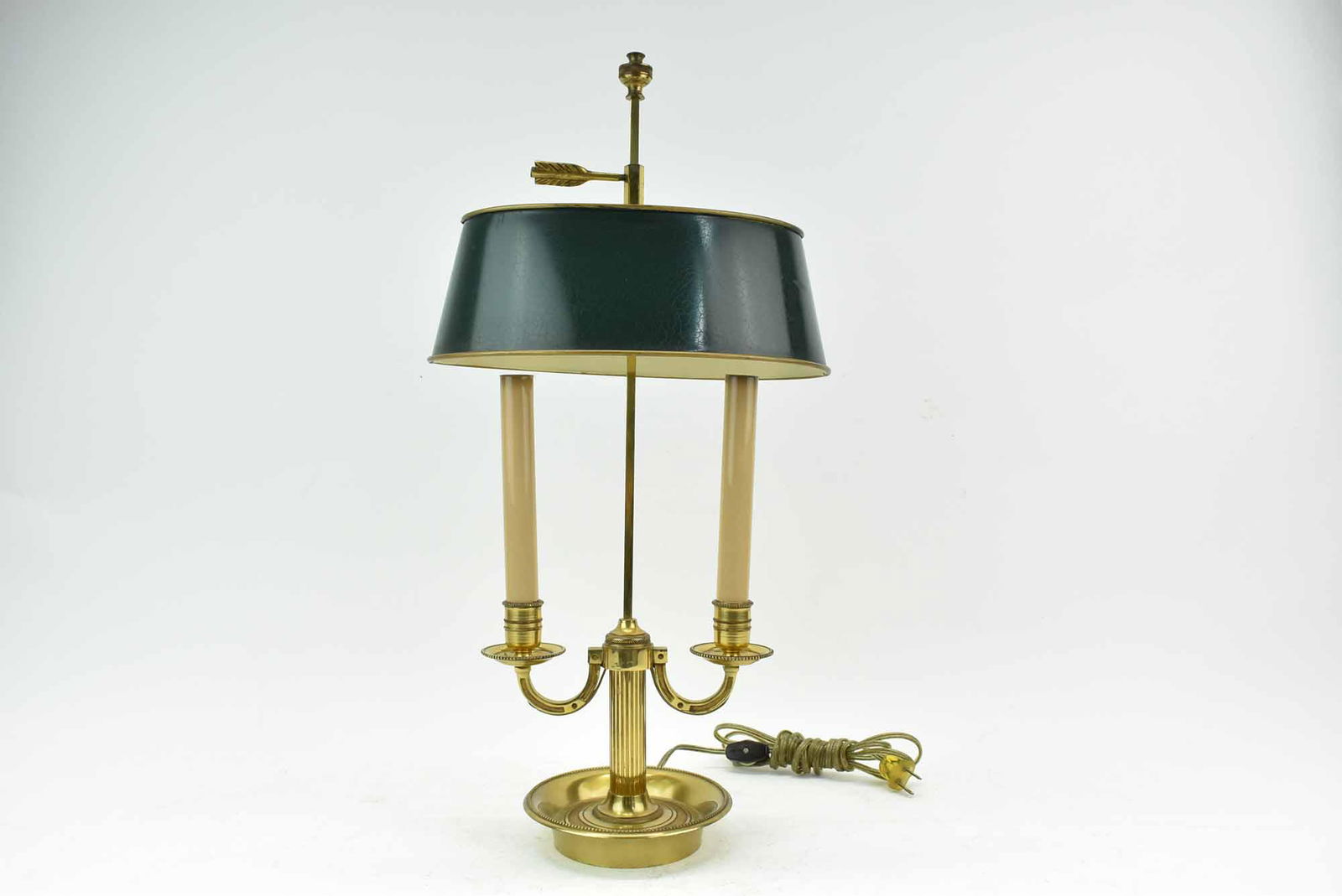 French Two Arm Brass Bouillotte Table Lamp (1 of 7)