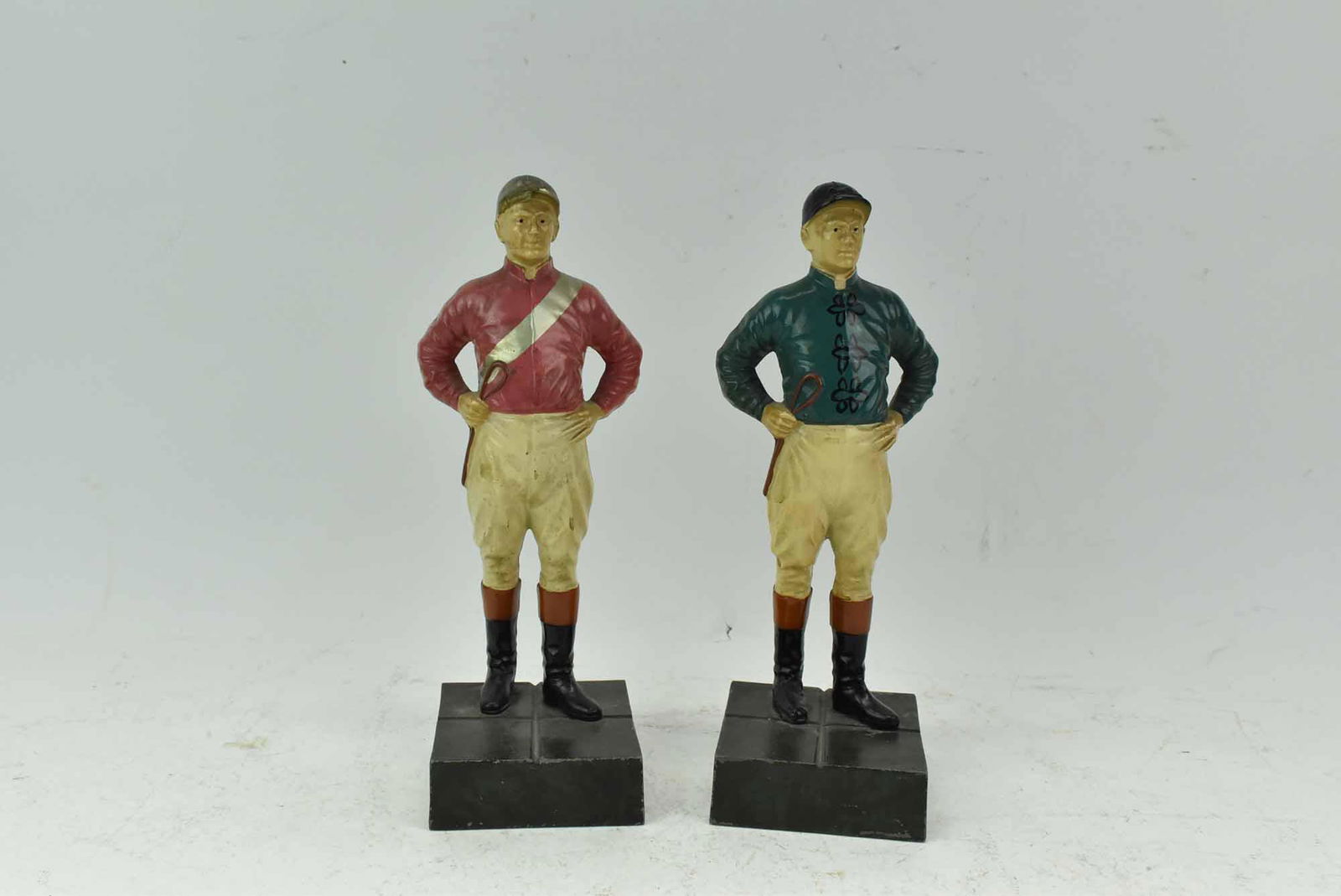 Pair of Metal Painted Standing Jockey Bookends (1 of 8)
