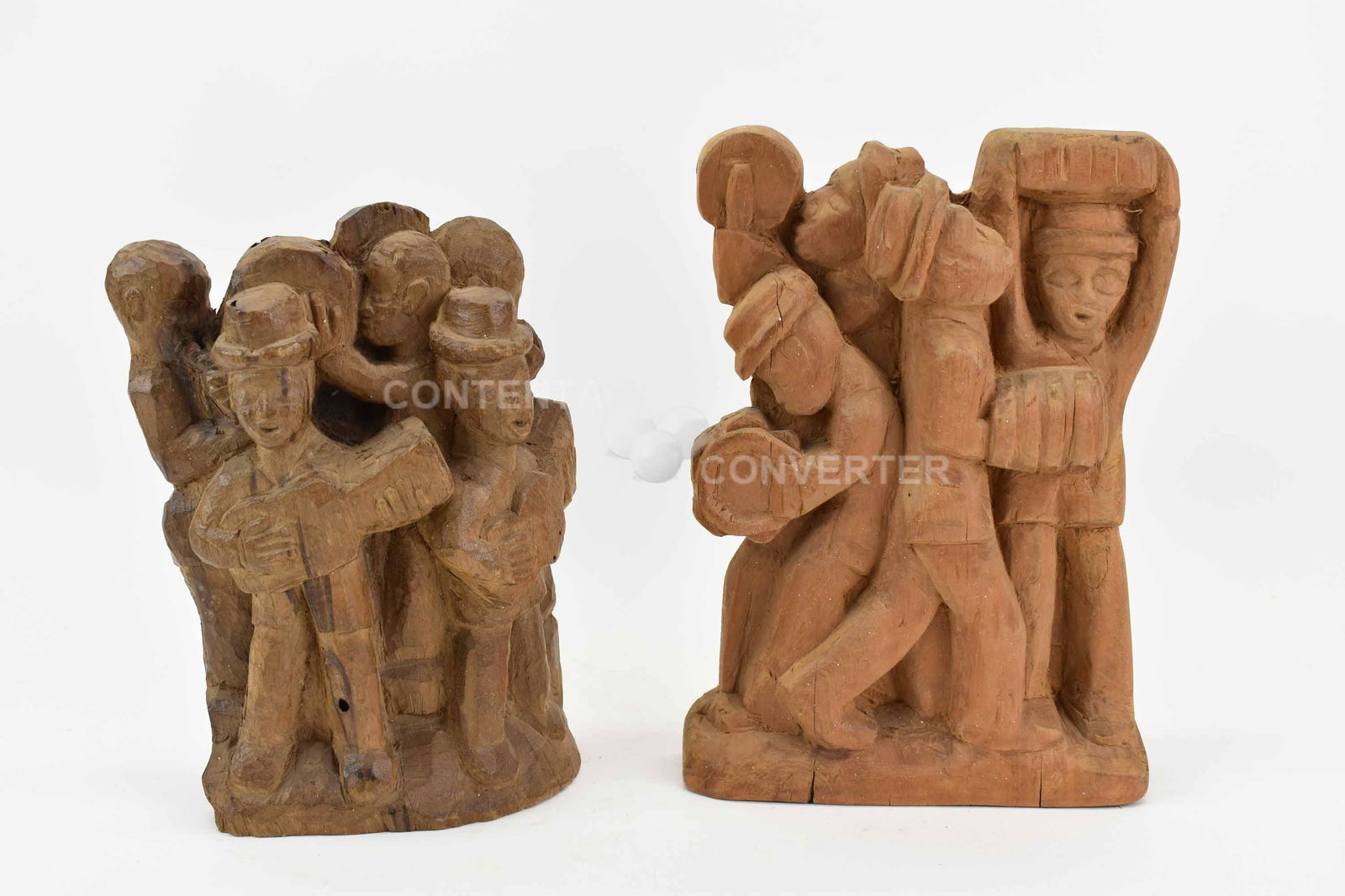 Two Hand Carved Wood Figural Statues (1 of 7)
