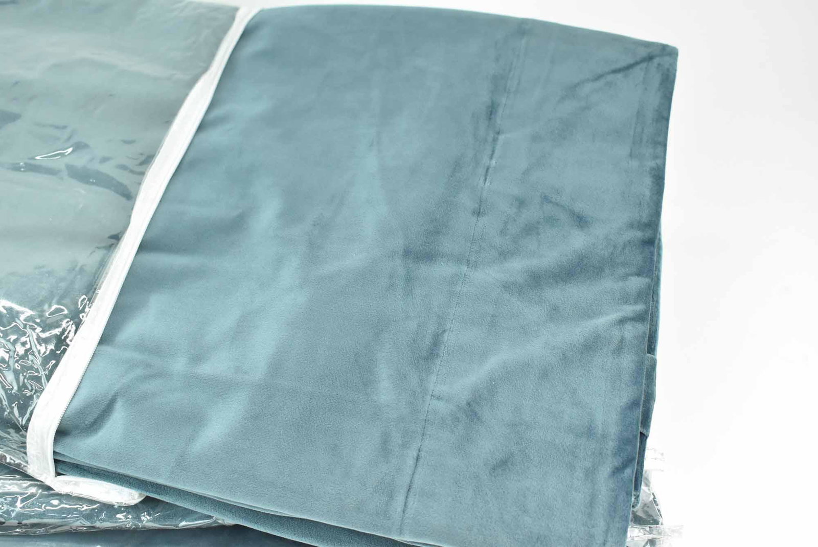4 Plush Velvet Single Panel Curtains: 4 Plush Velvet Single Panel Curtains by Exclusive Fabrics Furnishing, blue with Pole Pocket with Hookbelt and Back Tabs, each measure 50” x 108”, not examined out of packaging