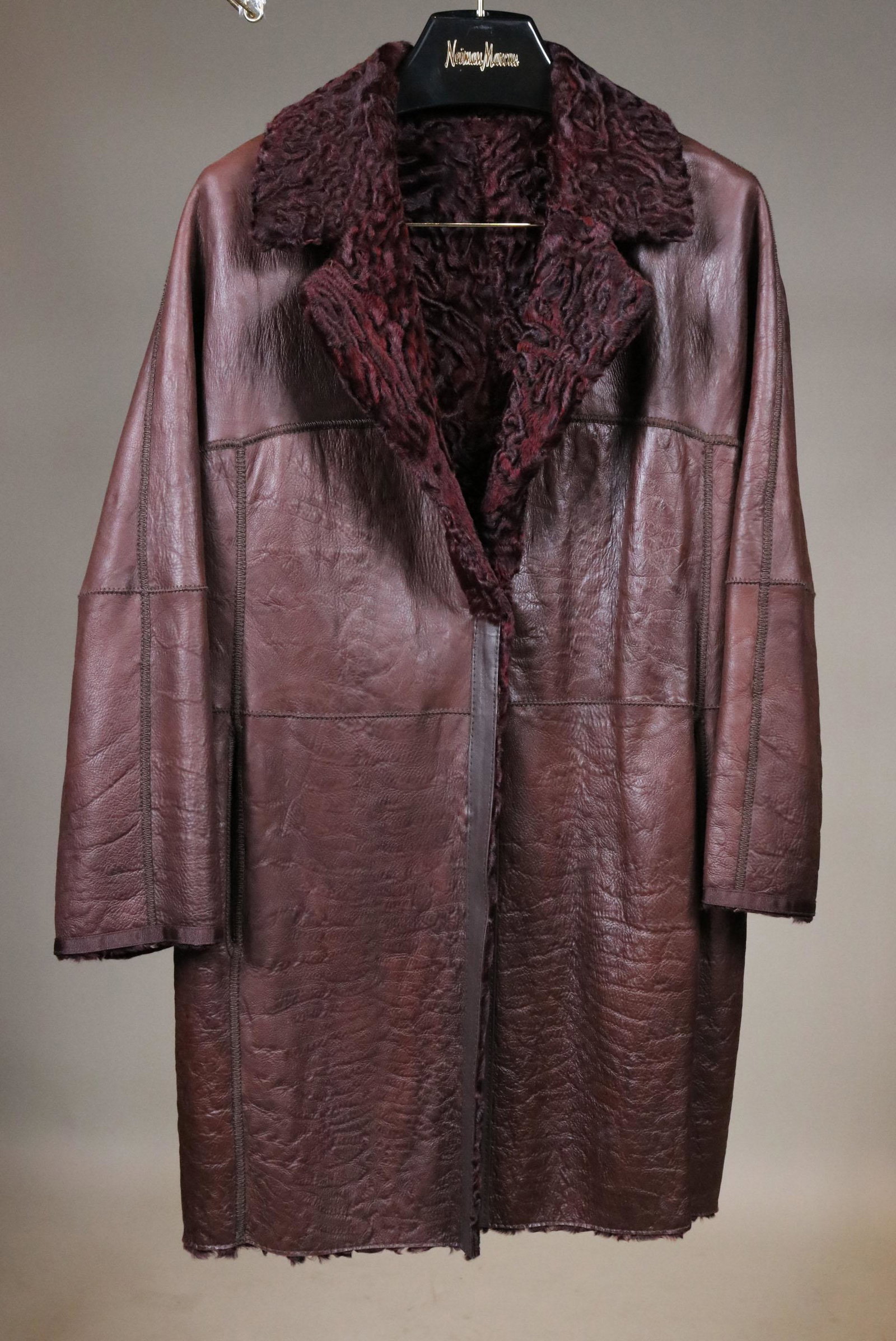Giuliana Teso Brown Leather and Lambs Wool Jacket (1 of 7)
