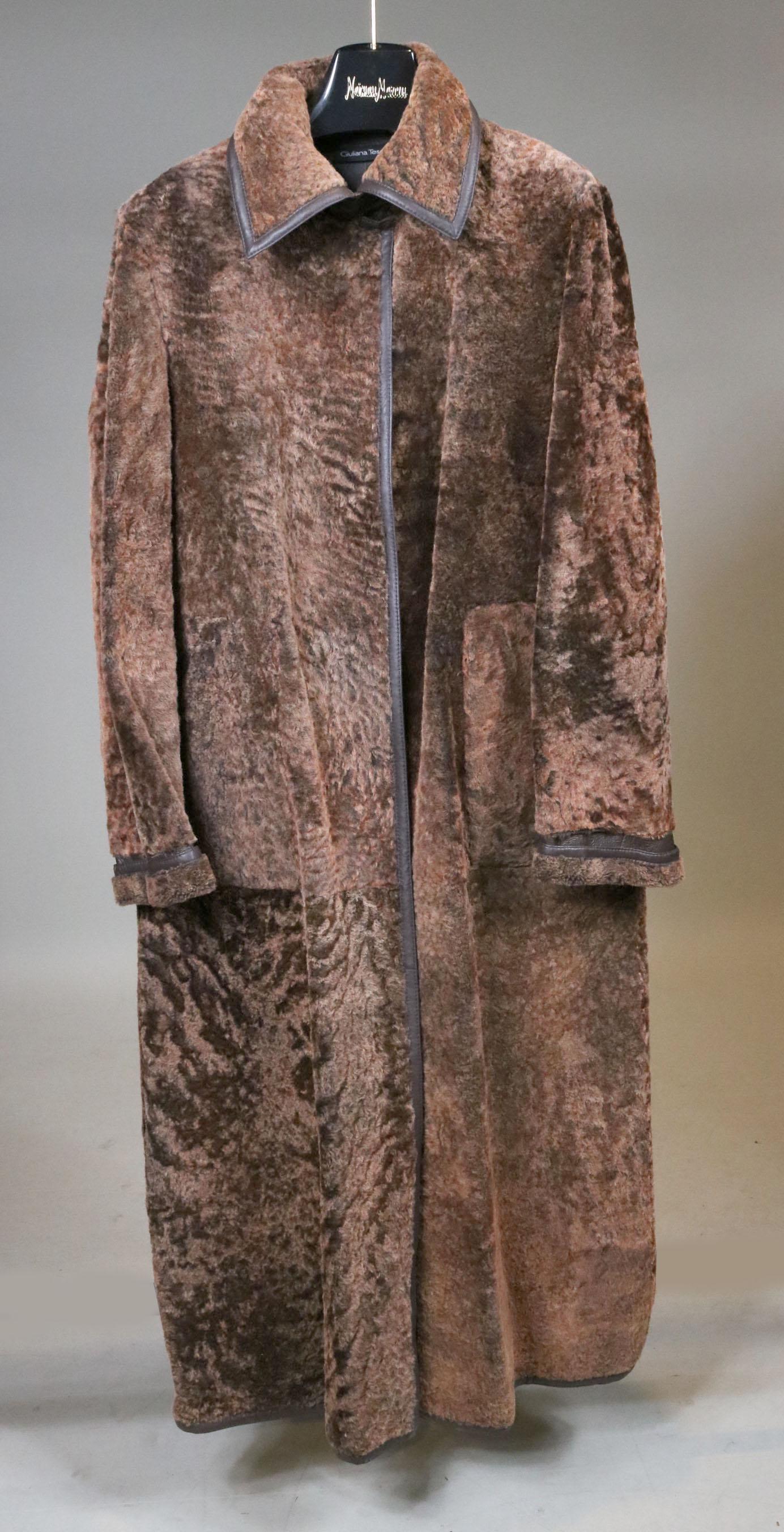 Giuliana Teso Brown Lambs Wool and Leather Coat (1 of 4)