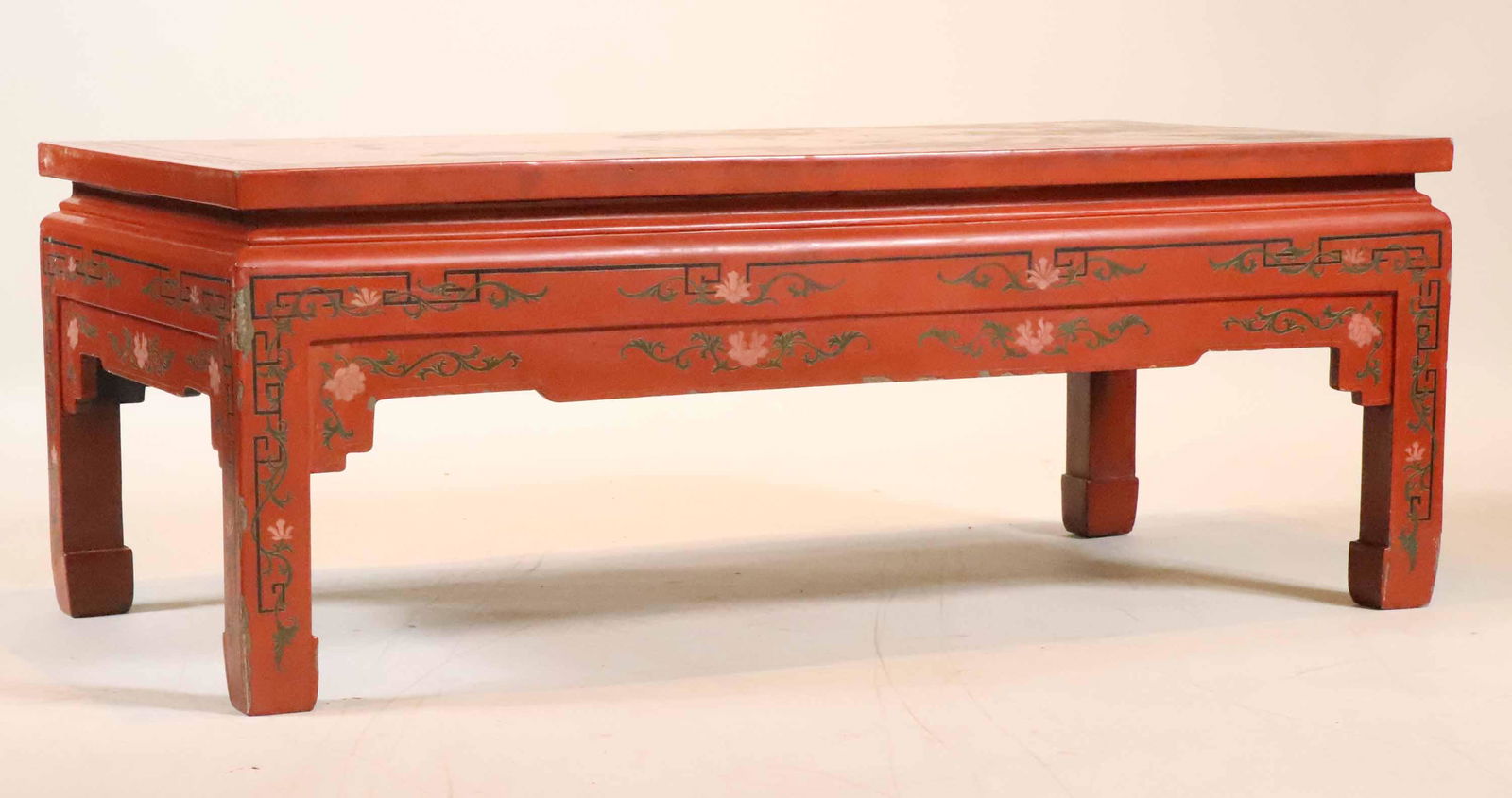 Chinese Red Lacquer Crane-Decorated Low Table (1 of 8)