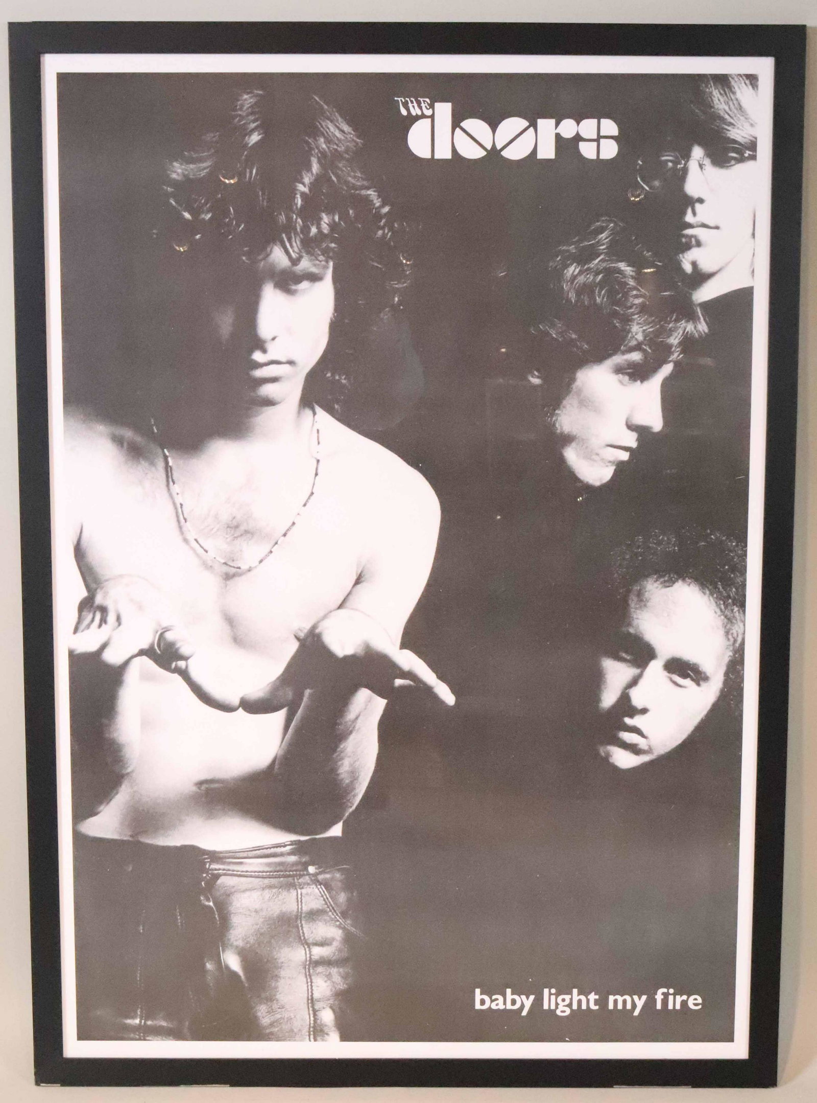 Poster, Doors, "Baby Light My Fire": c 1980's. Printed in England and purchased in Rotterdam. 54"h x 37"w