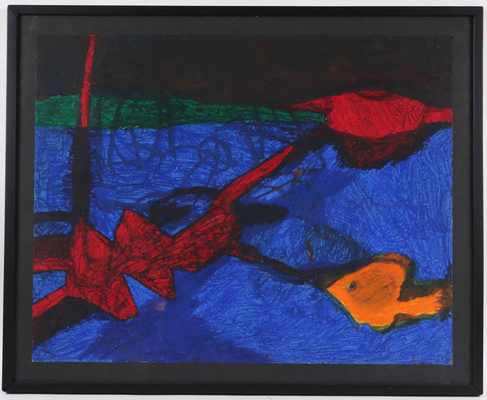 Pastel/Mixed, Figure Swimming with Yellow Fish (1 of 5)