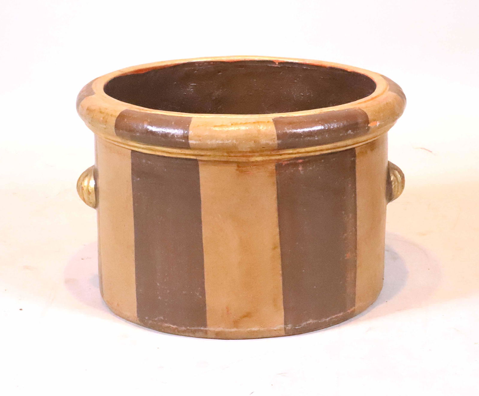 Brown and Tan Glazed Earthenware Planter (1 of 5)