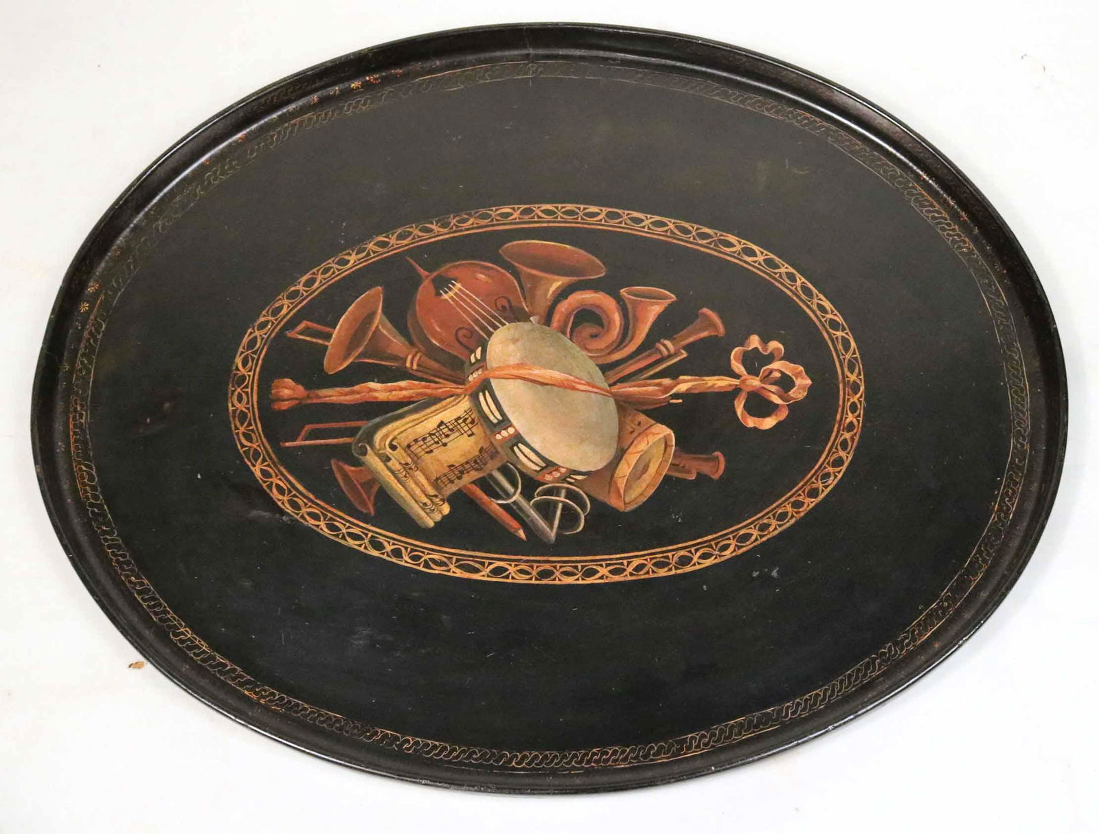 Victorian Instrument-Decorated Papier Mache Tray (1 of 4)