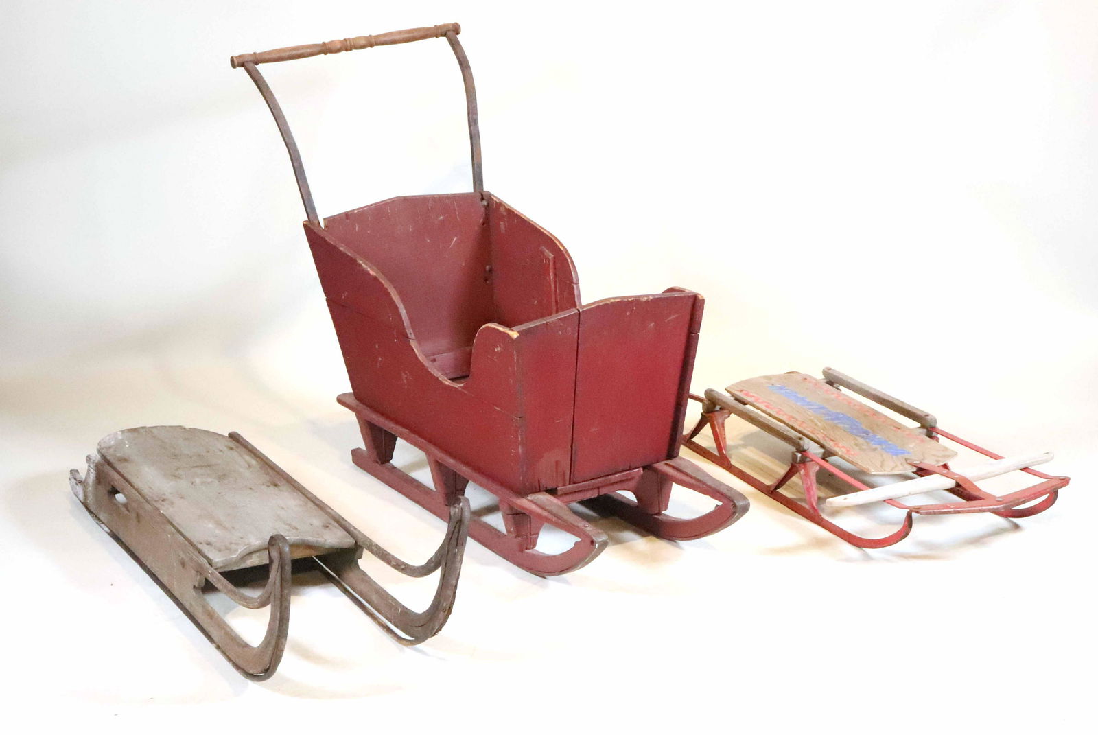 Antique Red-Painted Baby Sled (1 of 10)