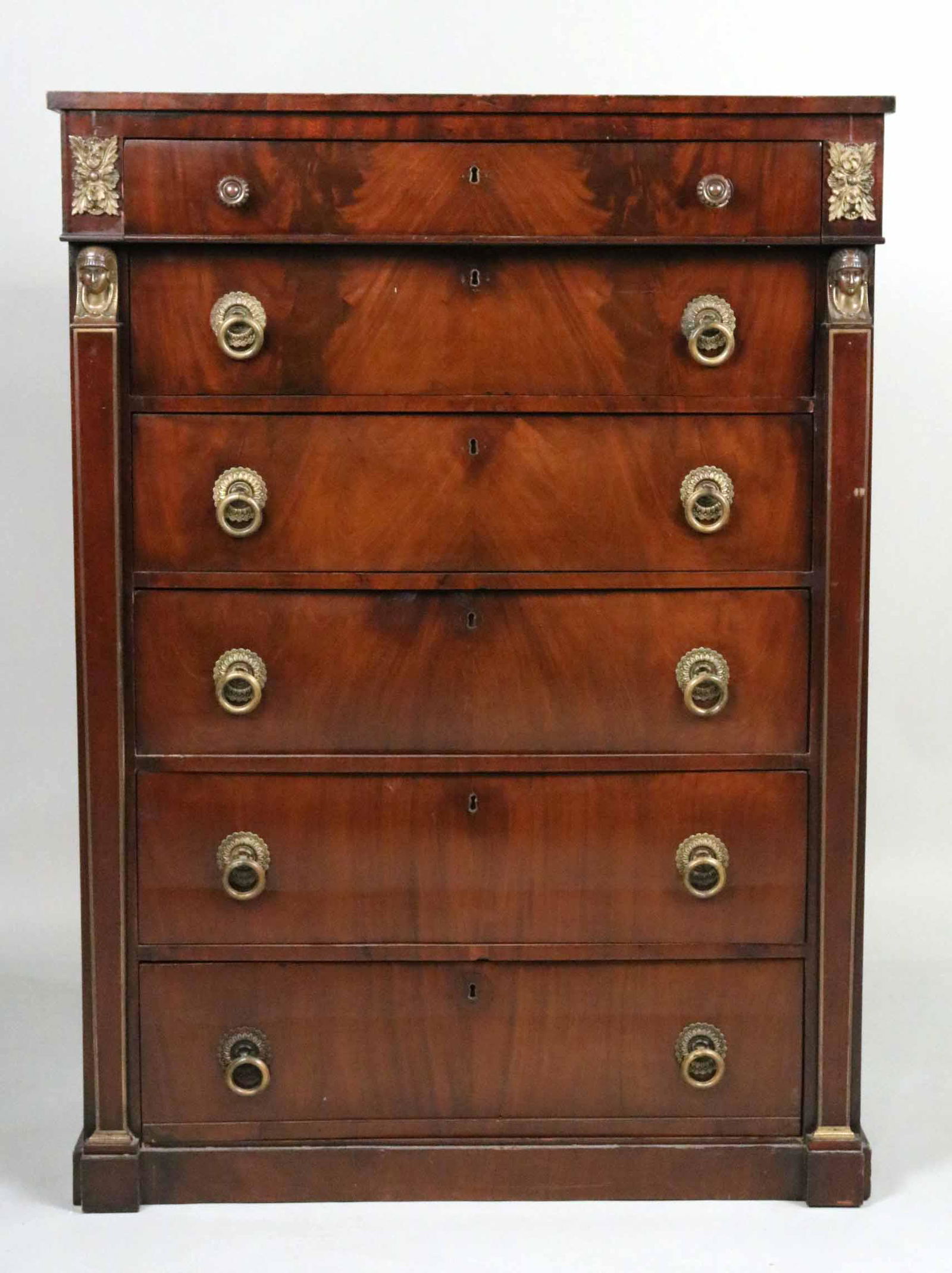 Empire Style Ormolu-Mounted Mahogany Tall Chest (1 of 8)