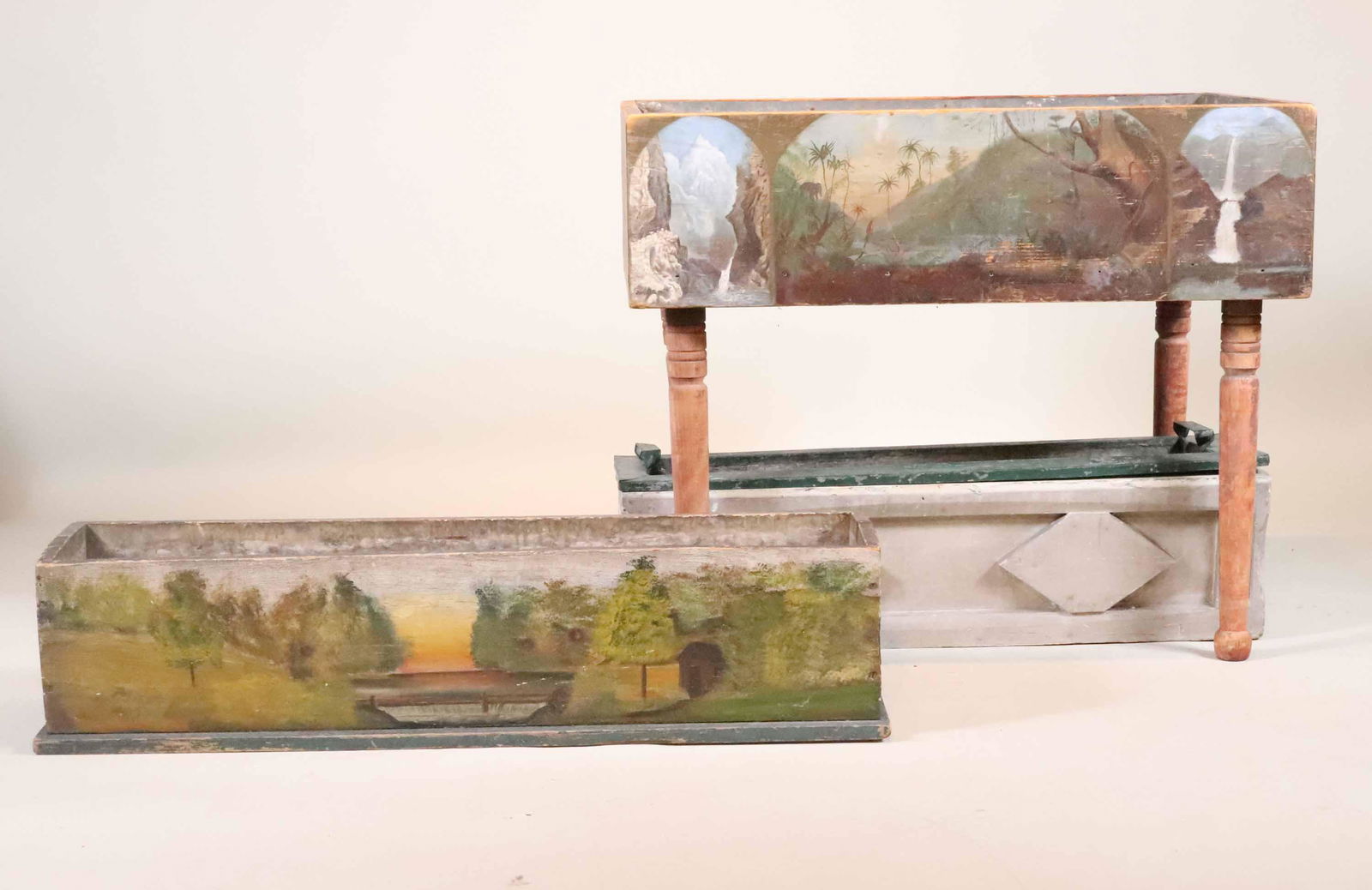 Three Painted Wood Planter Boxes (1 of 9)