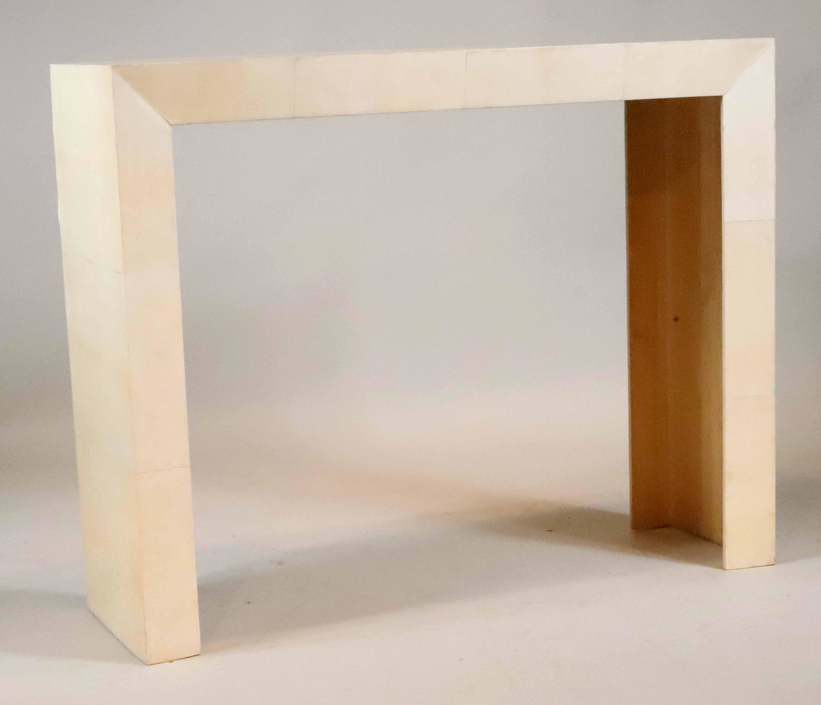 Modern Vinyl Covered Sideboard: 20th C. Wear and stains. 39-1/4"h x 4'1"w x 15-3/4"d