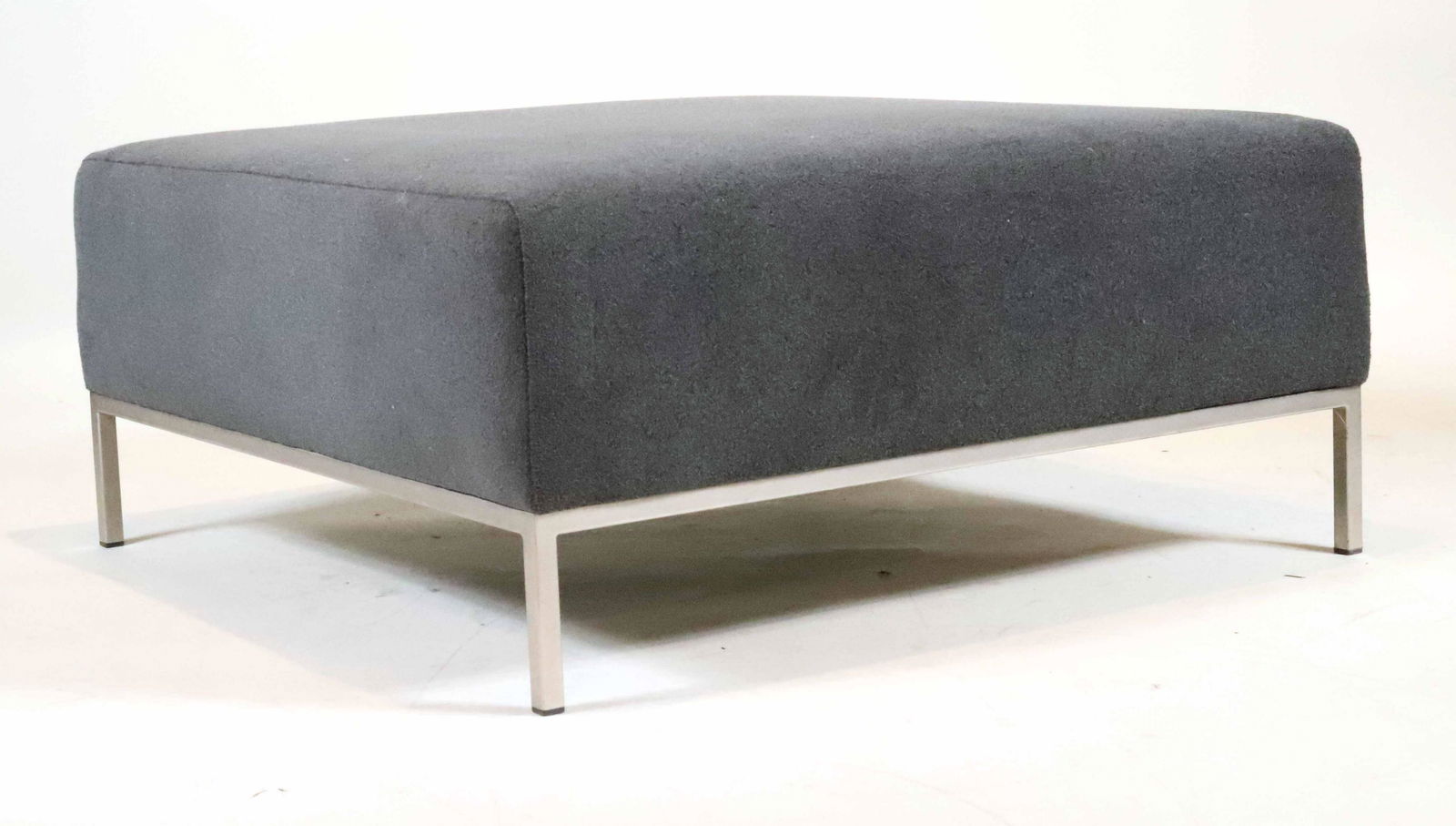 Modern Grey-Upholstered and White-Metal Ottoman (1 of 5)