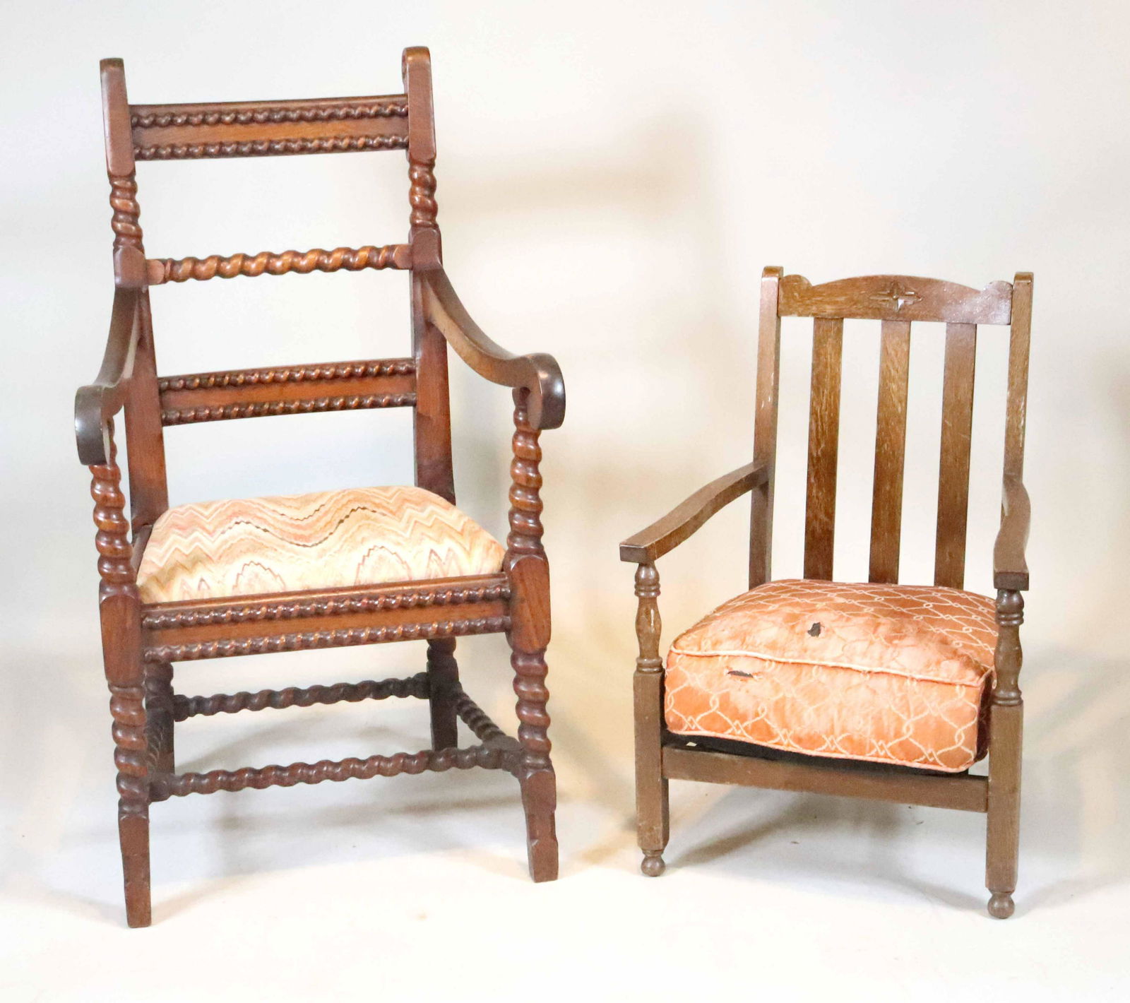 Pair of Arts & Crafts Style Carved Oak Armchairs (1 of 11)