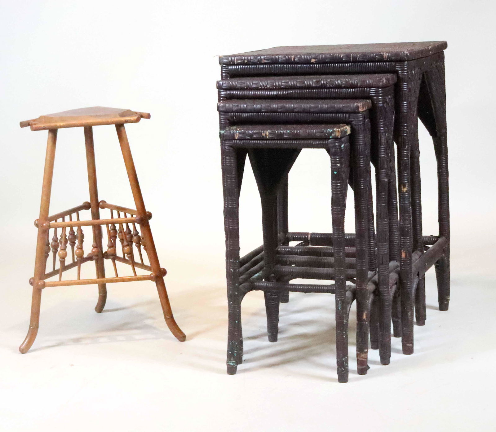 Set of Painted Rattan Nesting Tables (1 of 7)