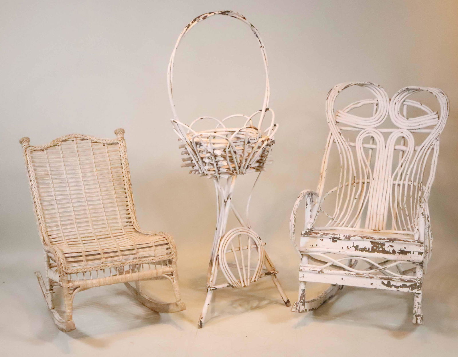 Two White-Painted Wicker Rocking Chairs (1 of 8)