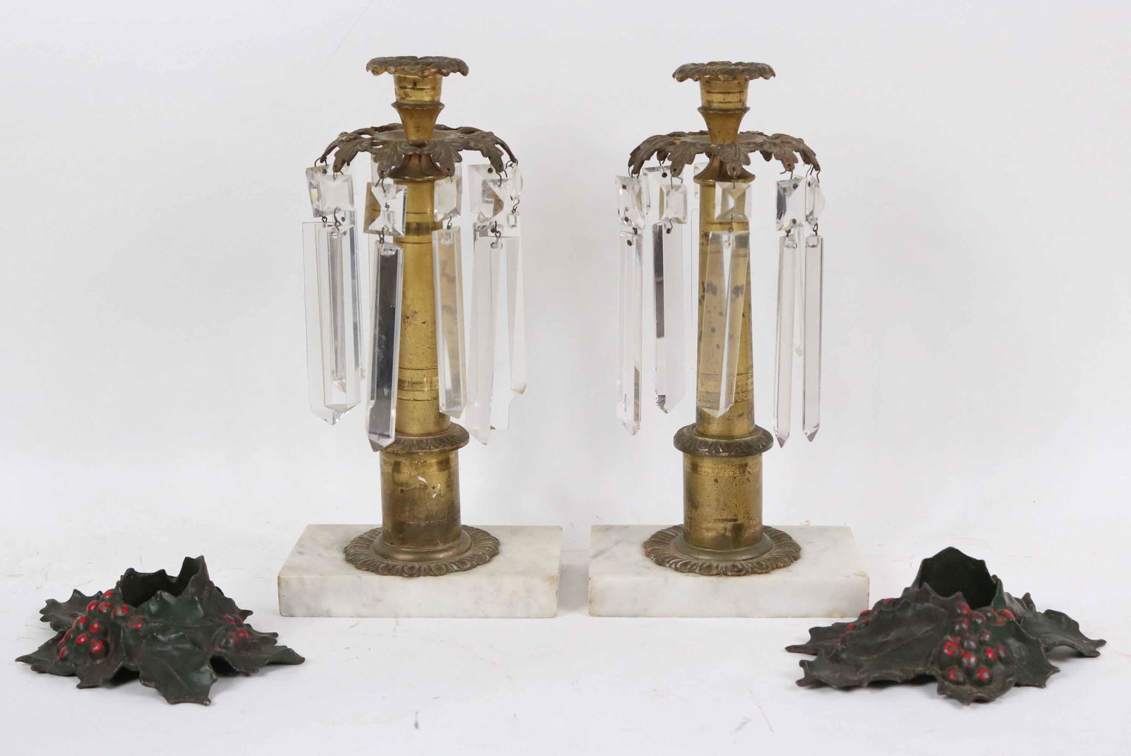 Pair of Gilt Metal and Crystal Candlesticks (1 of 7)