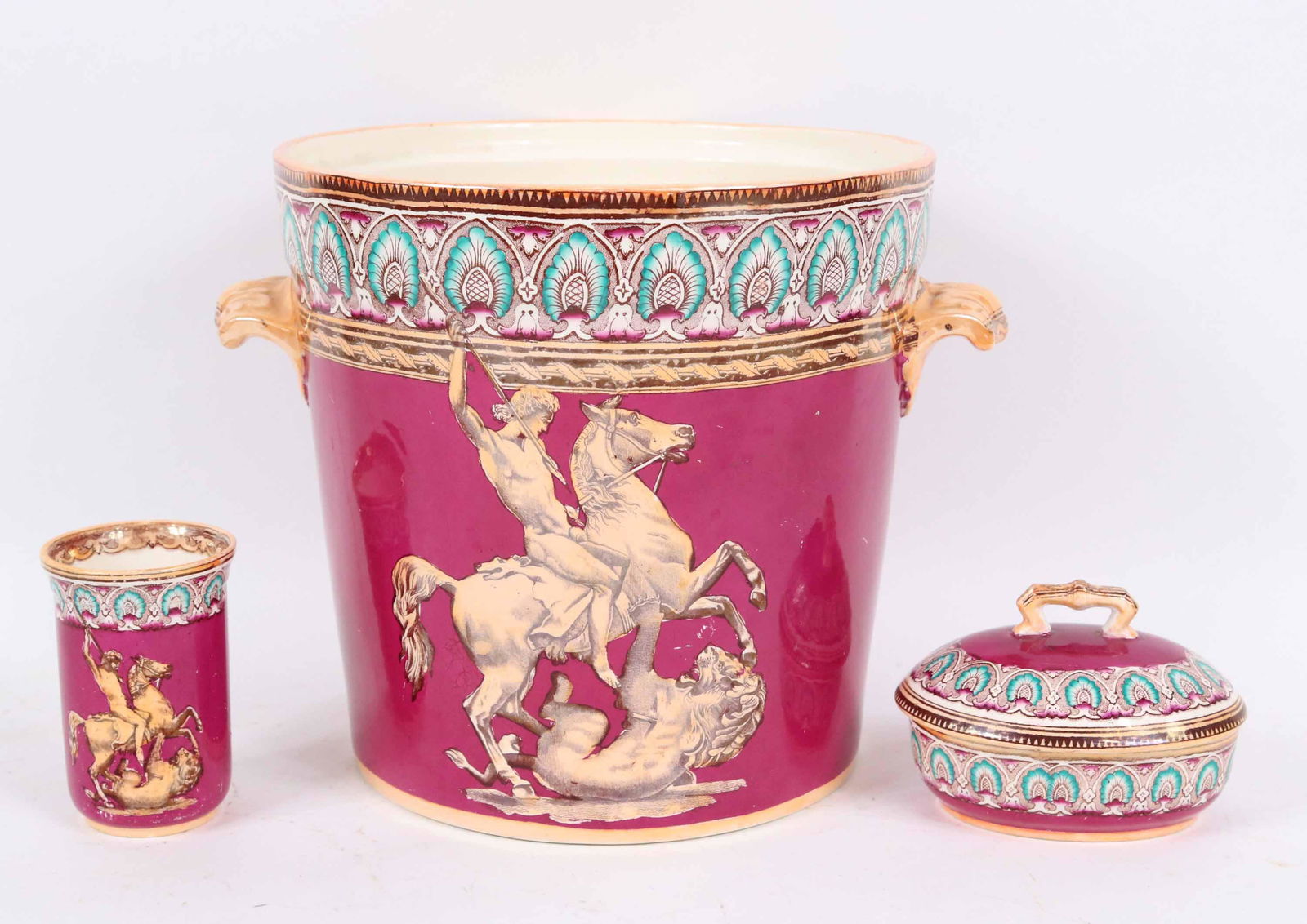 Three Piece Victorian Transferware Vanity Set (1 of 7)