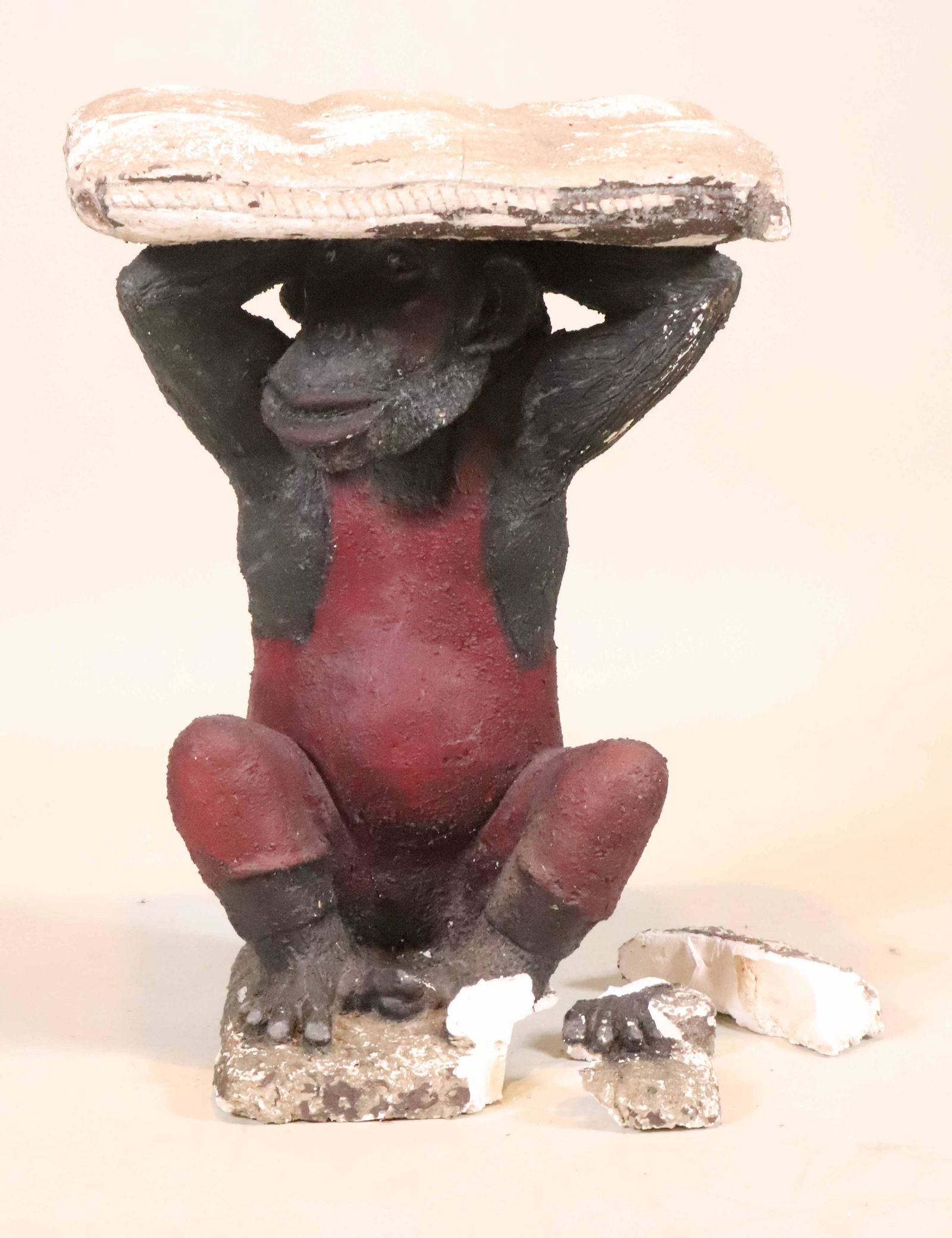 Painted Plaster Monkey-Form Stand (1 of 7)