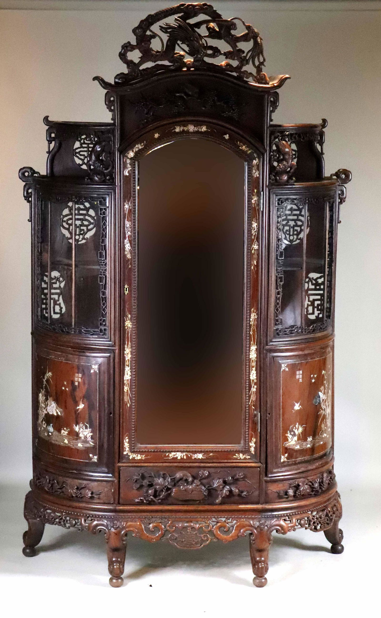 Chinese Carved Hardwood Armoire (1 of 20)