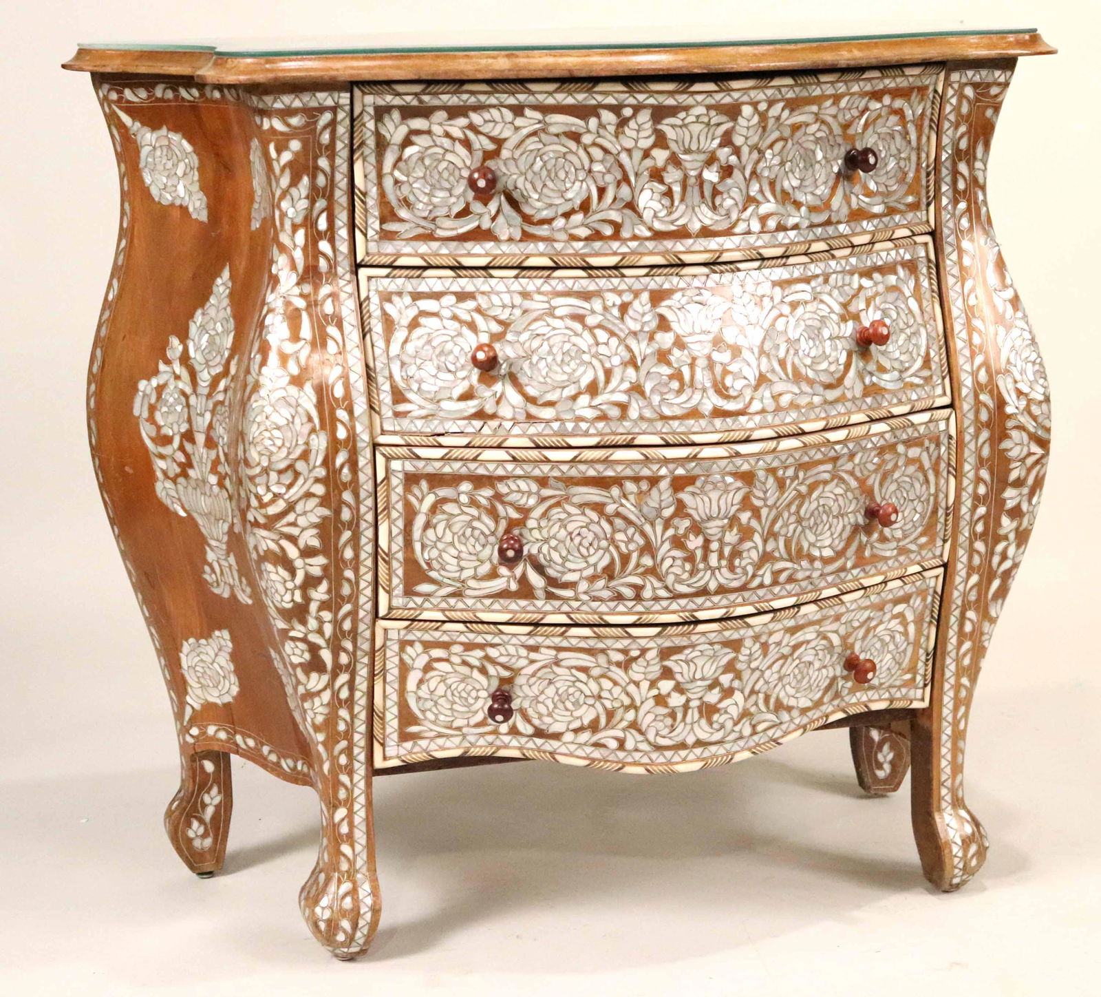 Moroccan Mother-of-Pearl Inlaid Bombe Commode (1 of 8)