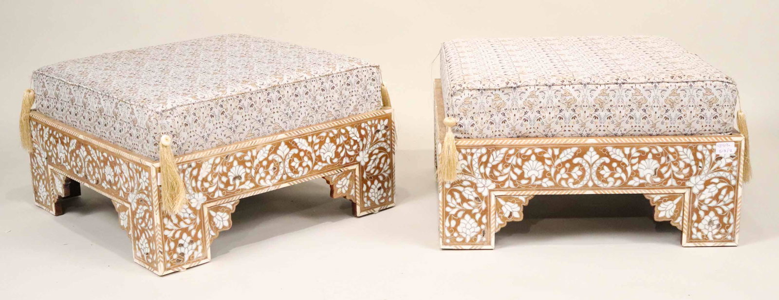 Pair of Moroccan Style Inlaid Square Ottomans (1 of 7)