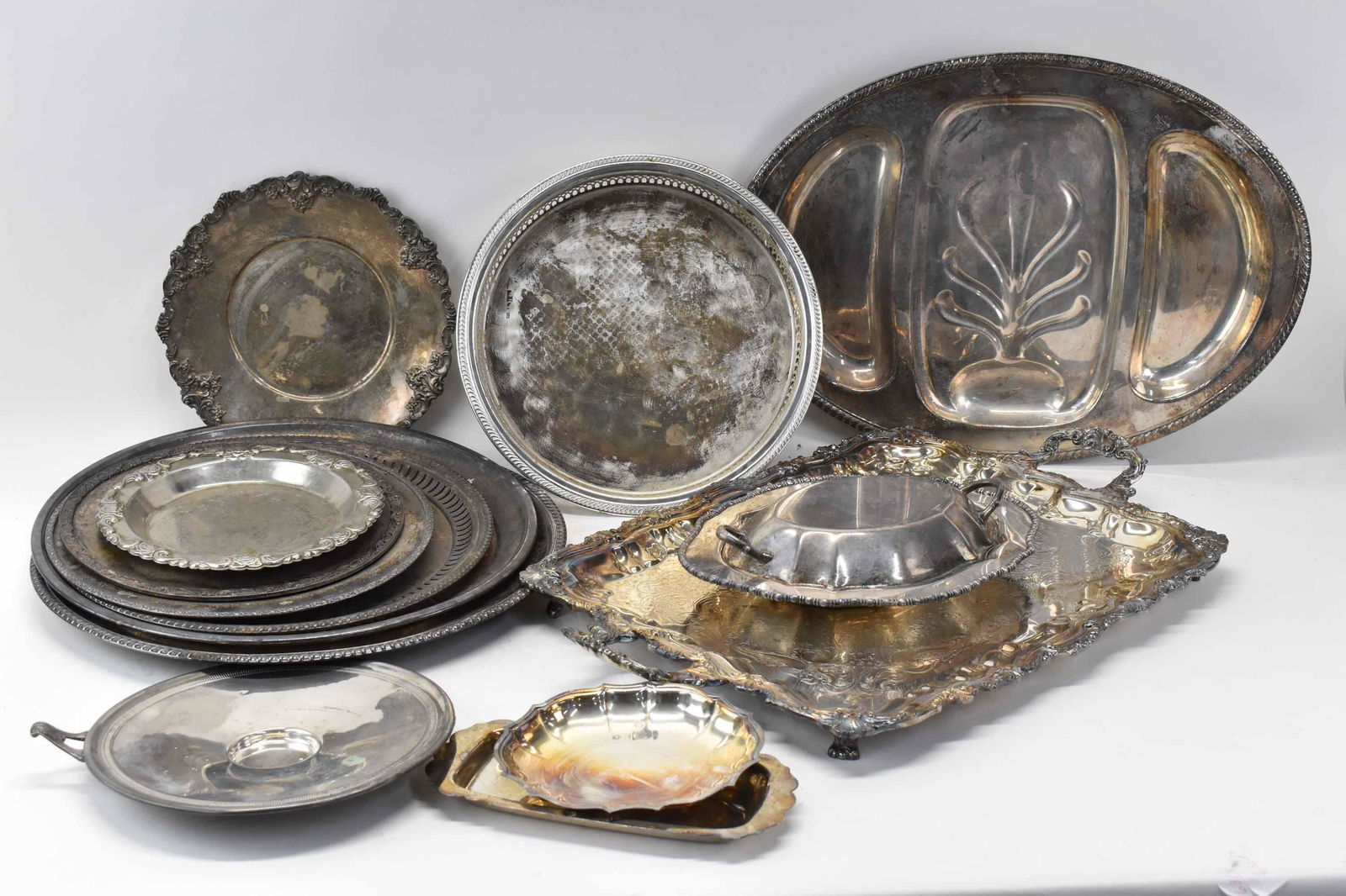 Group of Assorted Silver Plated Serving Trays (1 of 12)