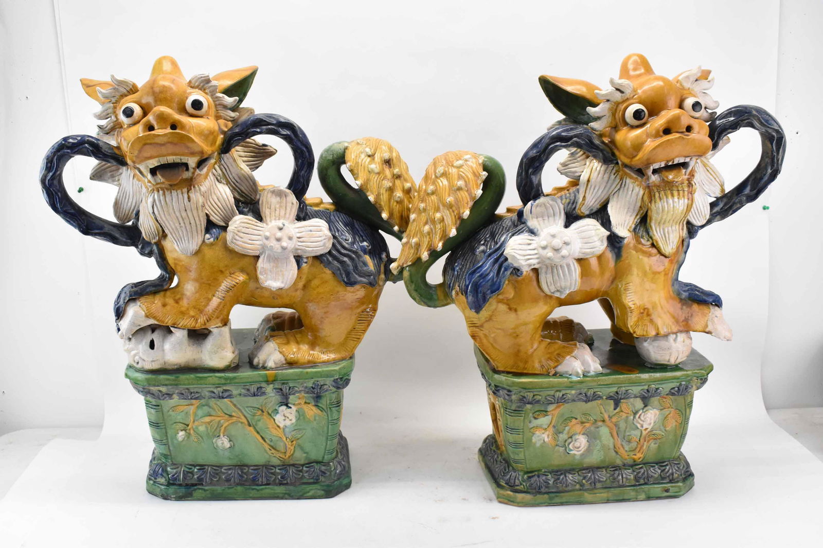 Pair of Chinese Polychrome Foo Dogs (1 of 17)