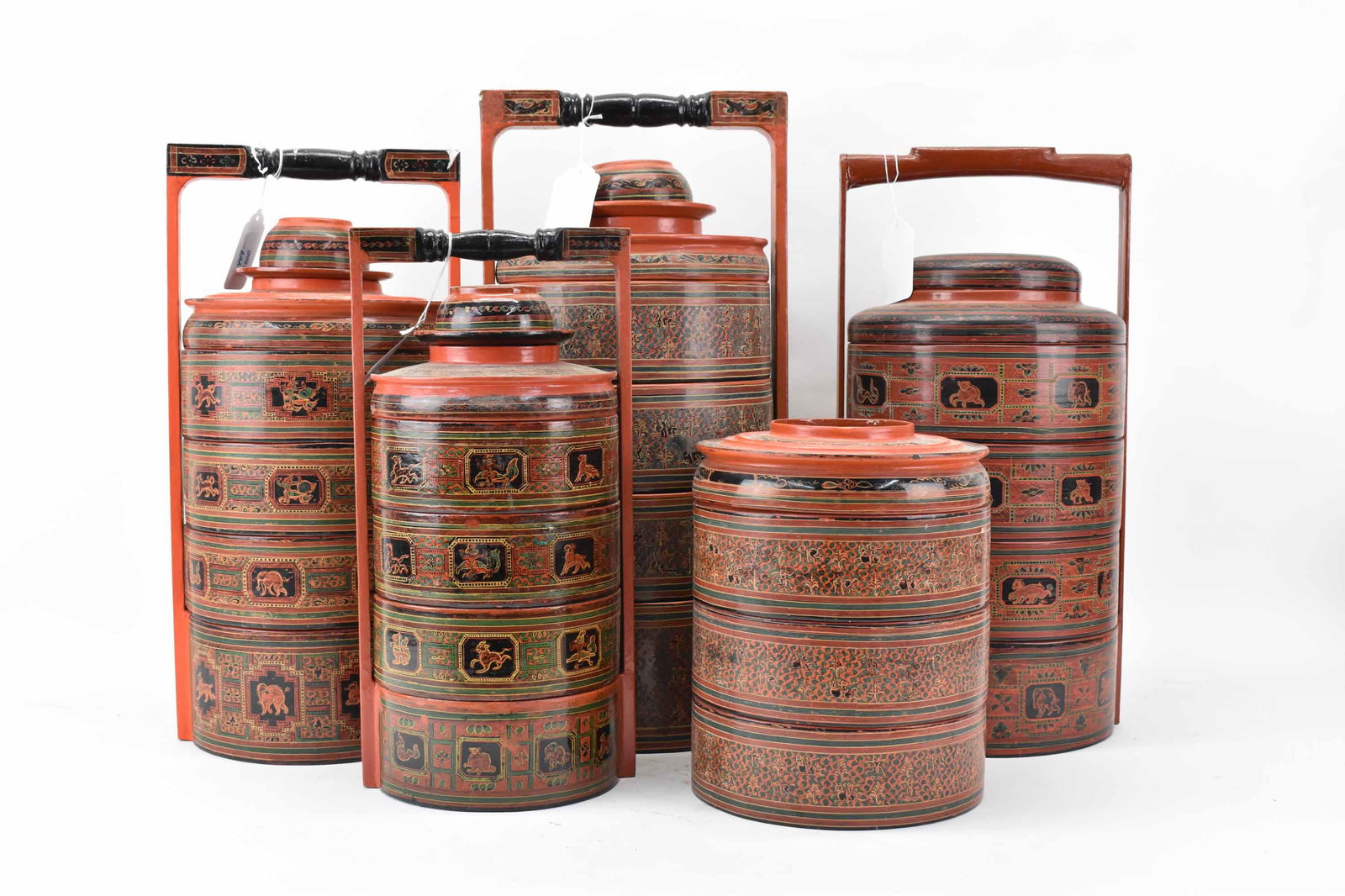 Group of Assorted Chinese Lacquer Stacking Boxes (1 of 12)