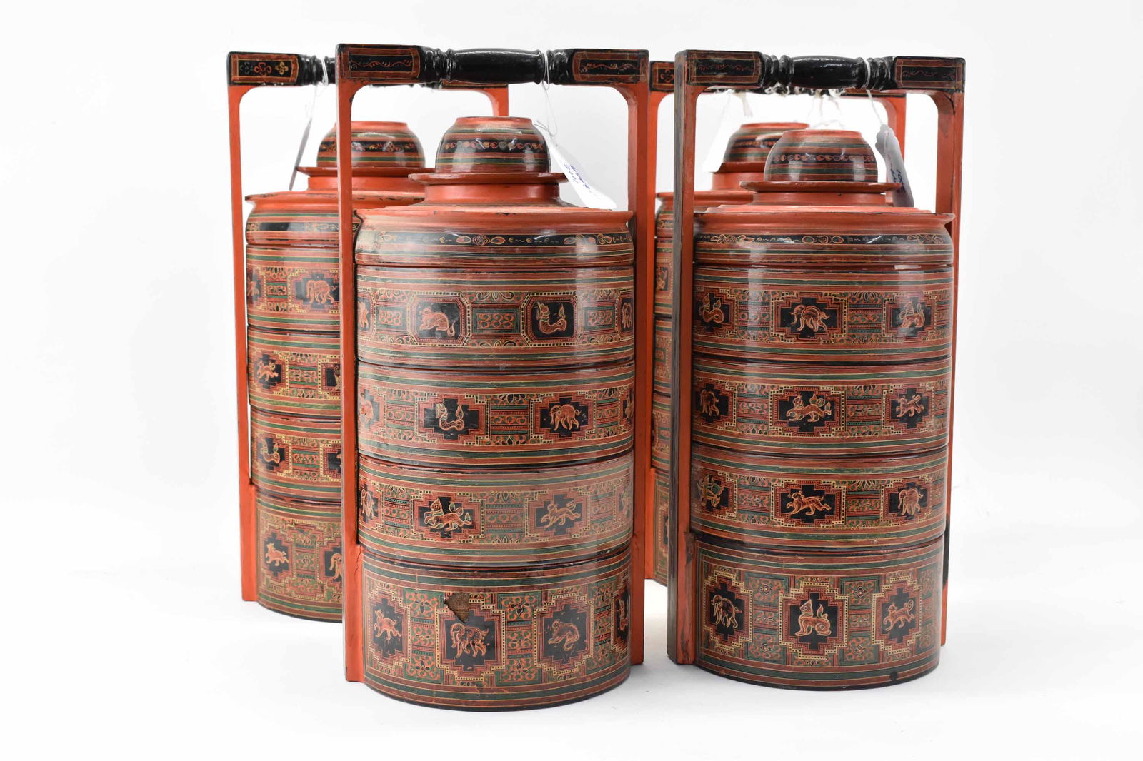 Group of Assorted Chinese Lacquer Stacking Boxes (1 of 8)