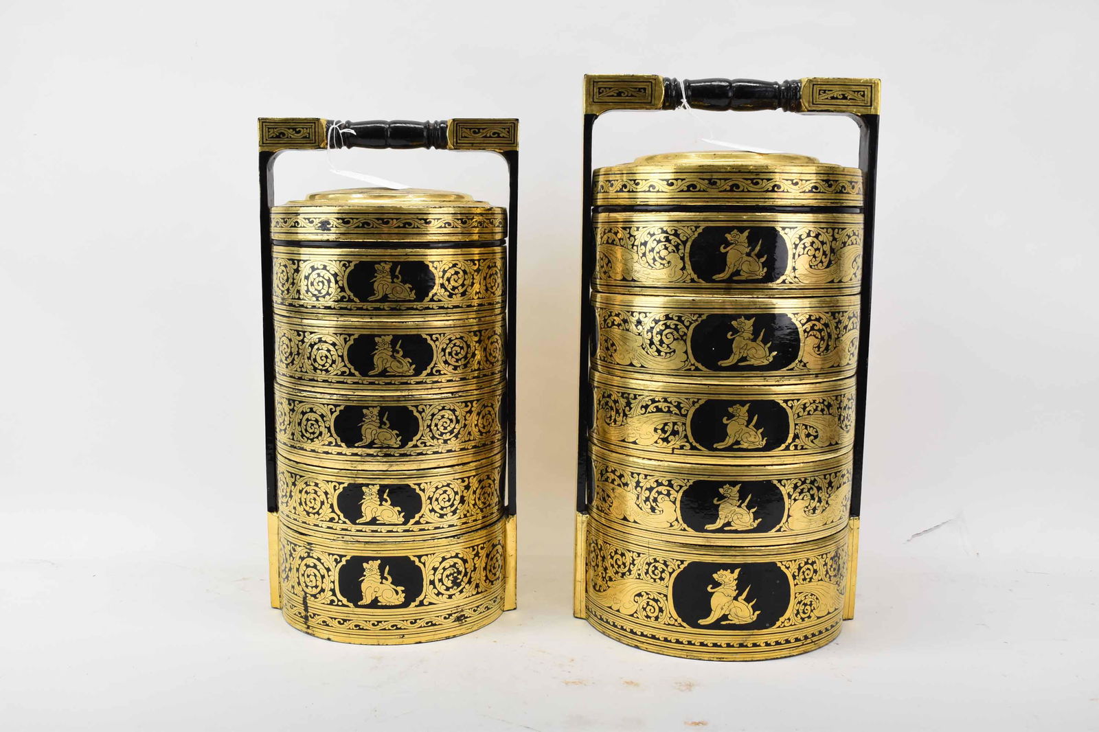 2 Chinese Black & Gold Lacquer Stacking Boxes (1 of 7)