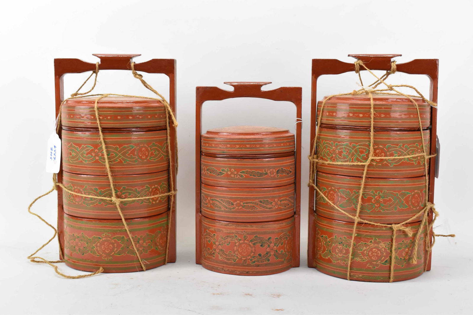 3 Assorted Vintage Chinese Lacquer Stacking Boxes (1 of 6)