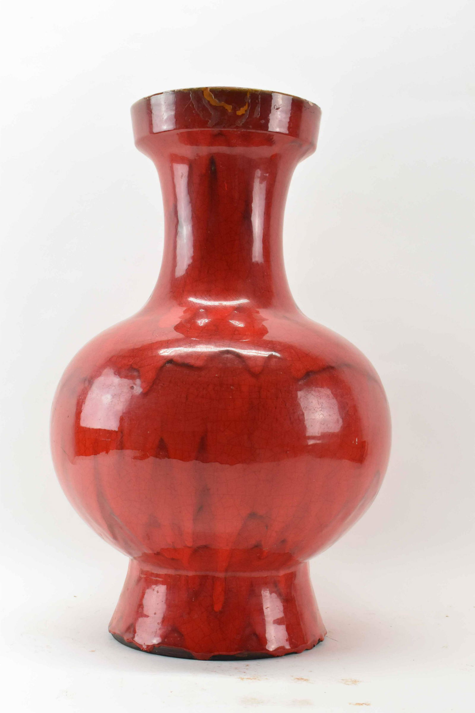 Red Earthenware Crackle Glazed Vase (1 of 6)