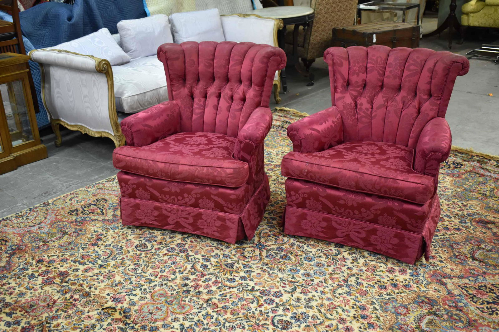 Pair of Upholstered Barrel Back Easy Chairs (1 of 6)